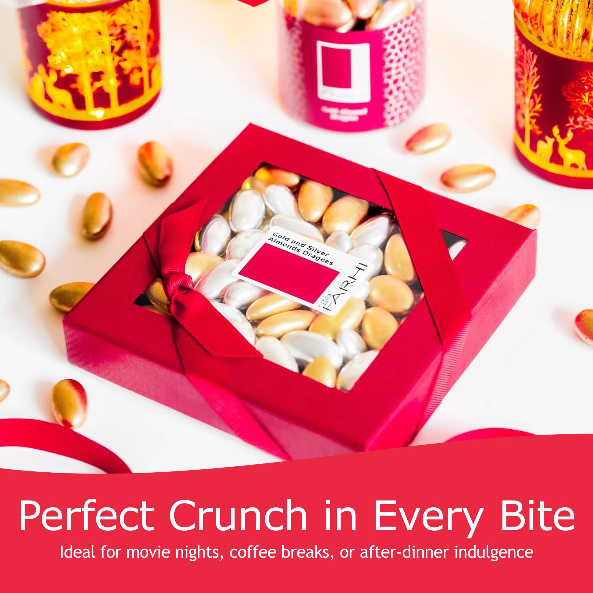 Rita Farhi Gold and Silver Almond Dragees (240g) – Luxury Sugared Almonds for Weddings and Celebrations 2