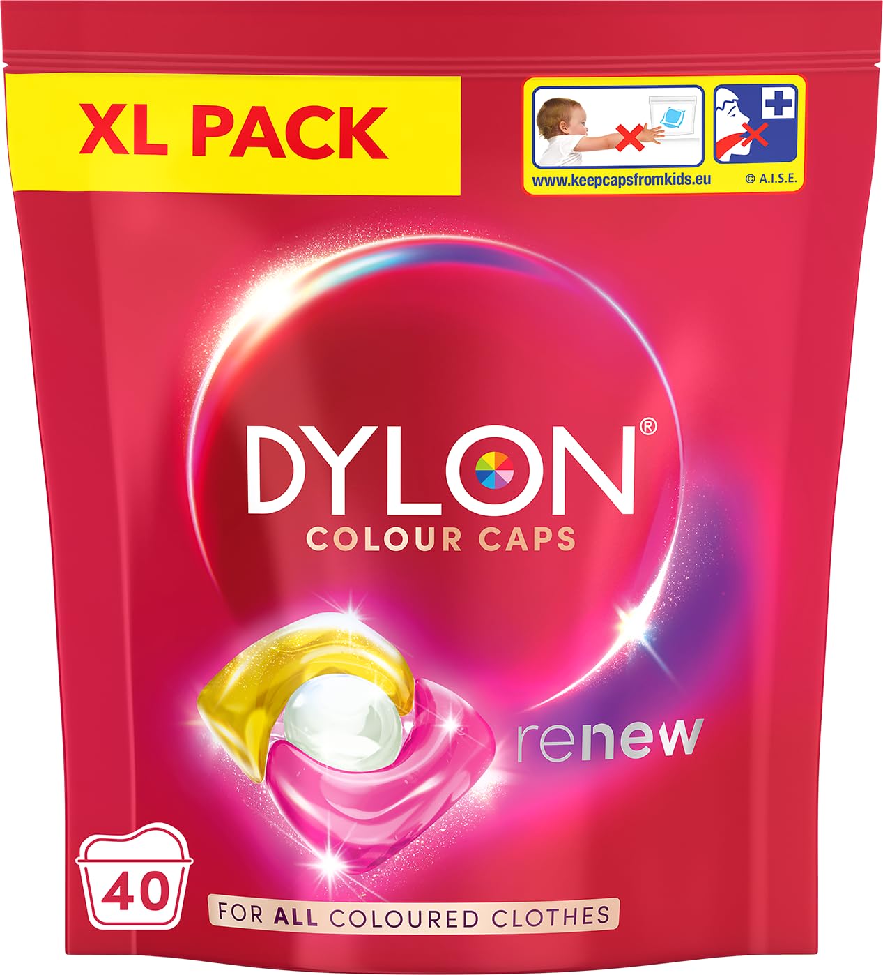 Dylon Colour Caps Laundry Detergent Capsules - 40 Wash Loads, Colour Renewal, Fresh Scent 1