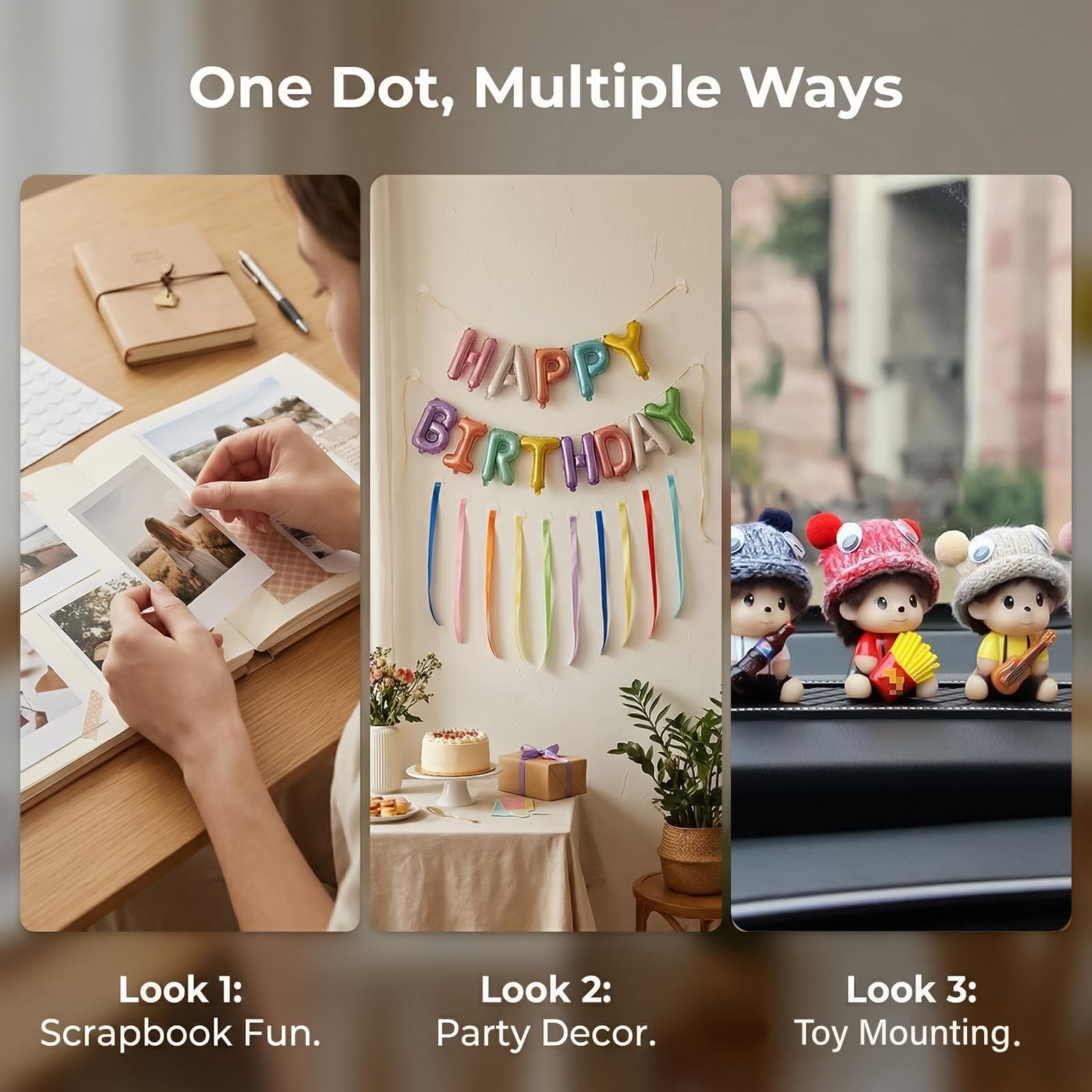 Admygo Double Sided Adhesive Dots - 600 Pcs, 10mm & 15mm Round Glue Dots | Removable 5
