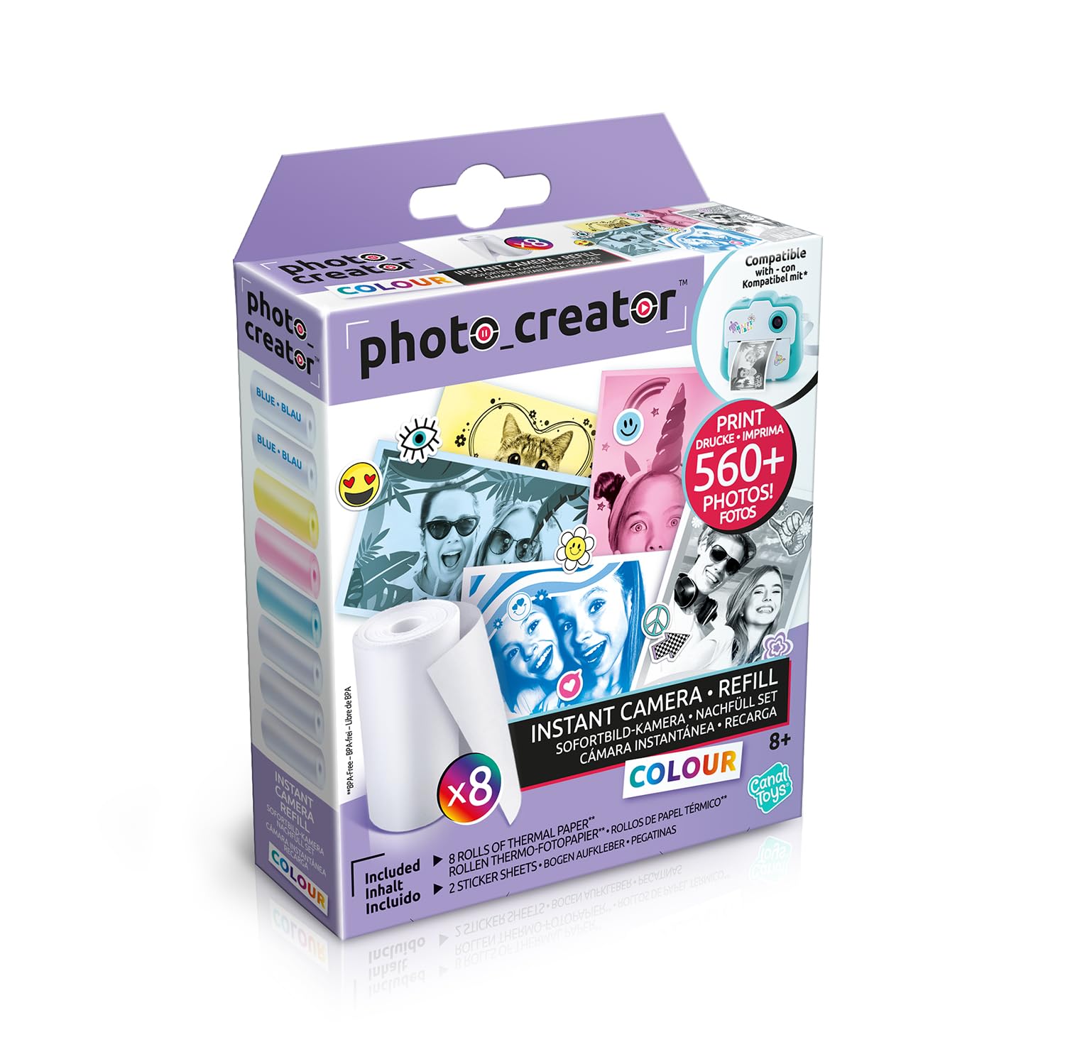Canal Toys Photo Creator Instant Print Camera Refill Pack | 8 Thermal Rolls & 2 Sticker Sheets