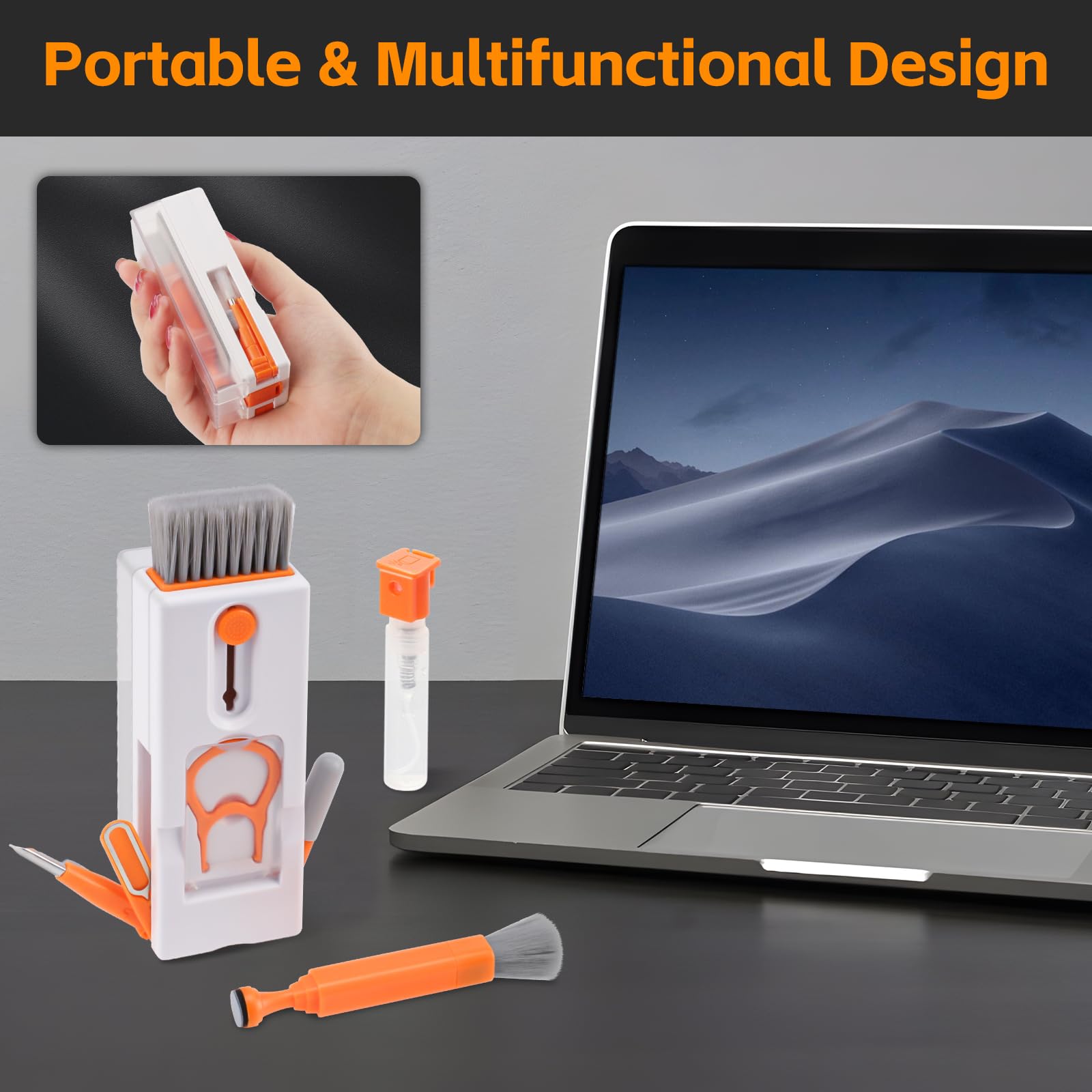 Alyvisun 11 in 1 Multifunctional Keyboard Cleaning Kit for Electronics | Orange 2