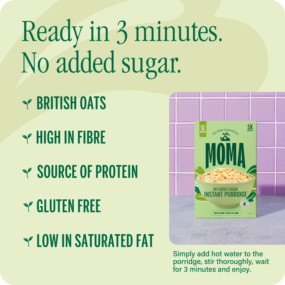MOMA Plain Porridge Sachets No Added Sugar - 30 x 65g