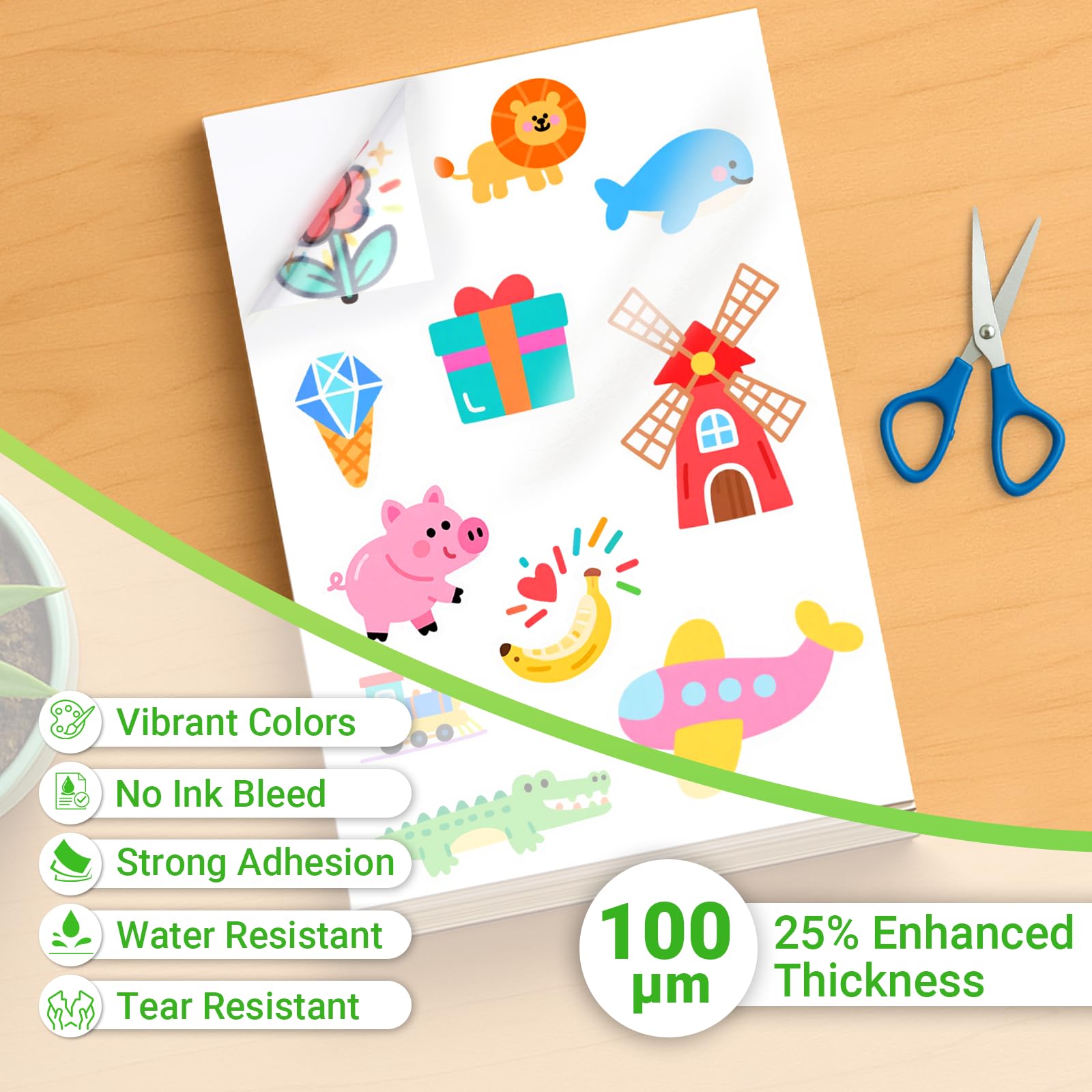 Euqvunn Inkjet Printer Paper - 18 Sheets A4 Translucent Waterproof Printable Vinyl Sticker Paper 2