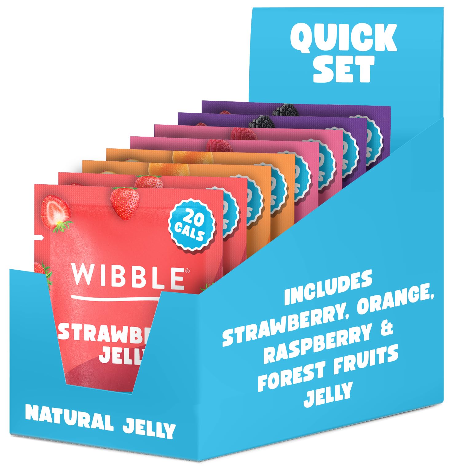 Wibble Natural Crystals Jelly Powder - Low Sugar Variety Pack | 8 Count | Quick Set 1