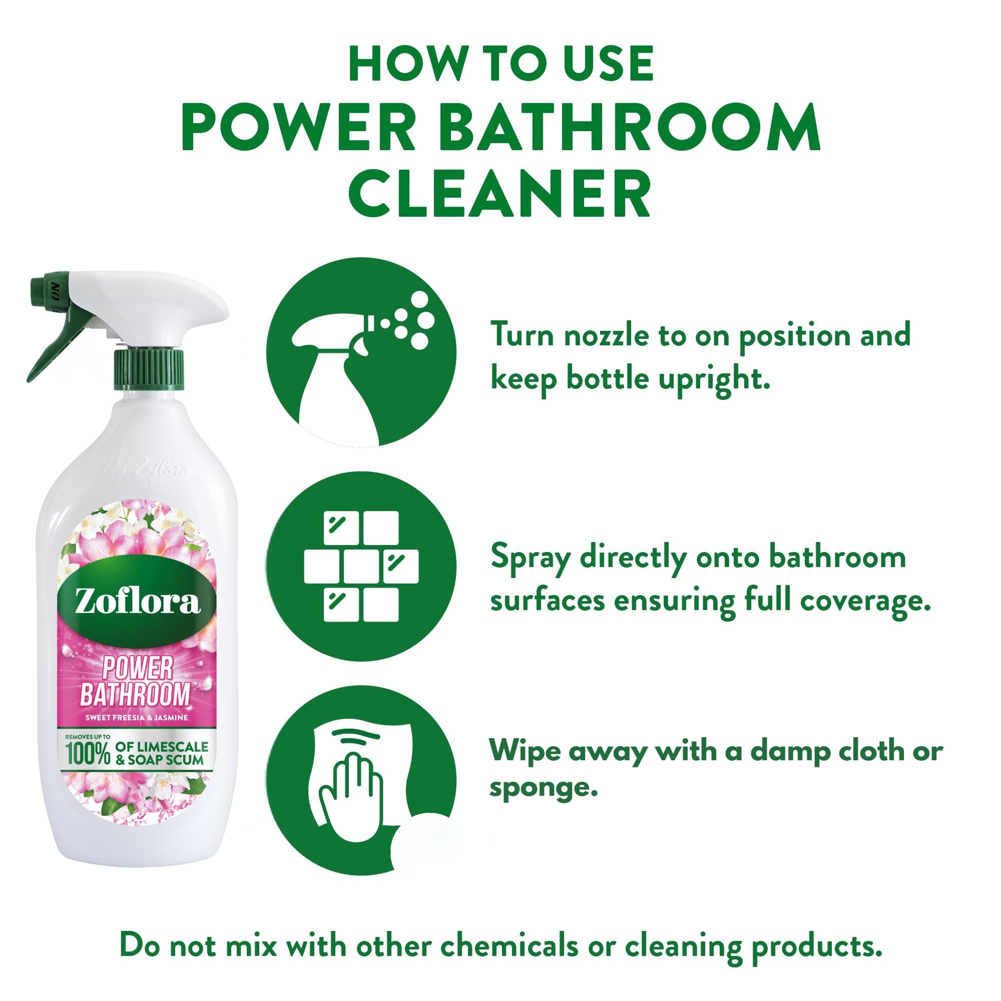 Zoflora Sweet Freesia & Jasmine Power Bathroom Cleaner - Removes Soap Scum & Limescale | 800ml 4
