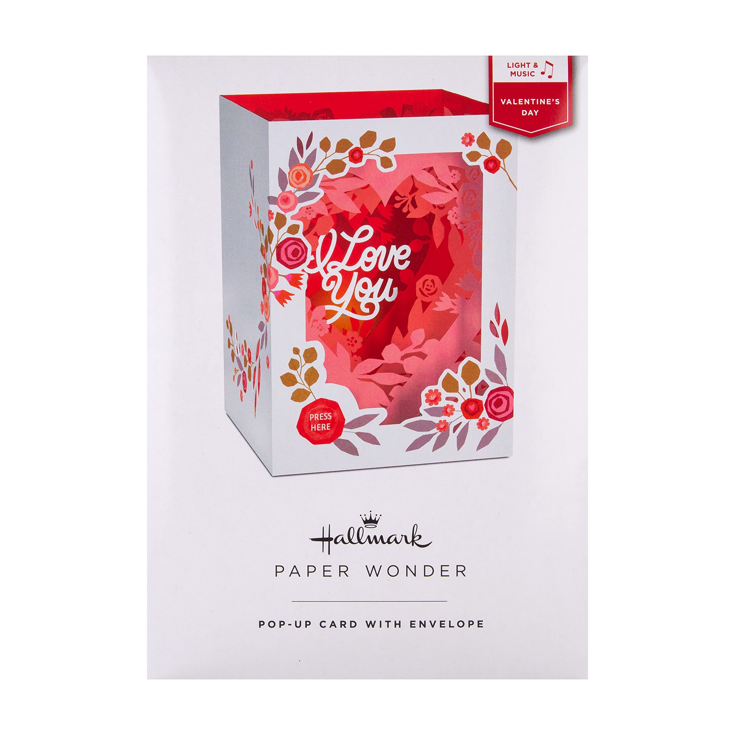 Hallmark Valentines Day Card - 3D Pop Up Shadowbox with Music & Lights | Floral Hearts 6