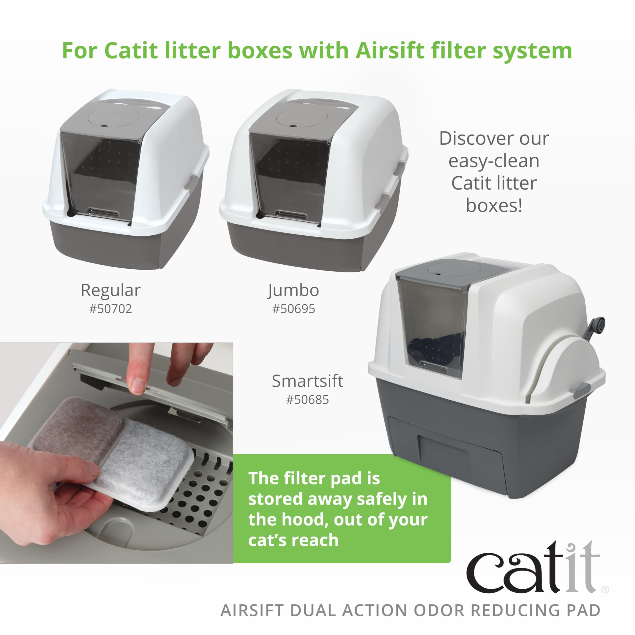 Catit AirSift Dual Action Odor Reducing Filter Pad | Unscented | White | 6 Count Pack 8