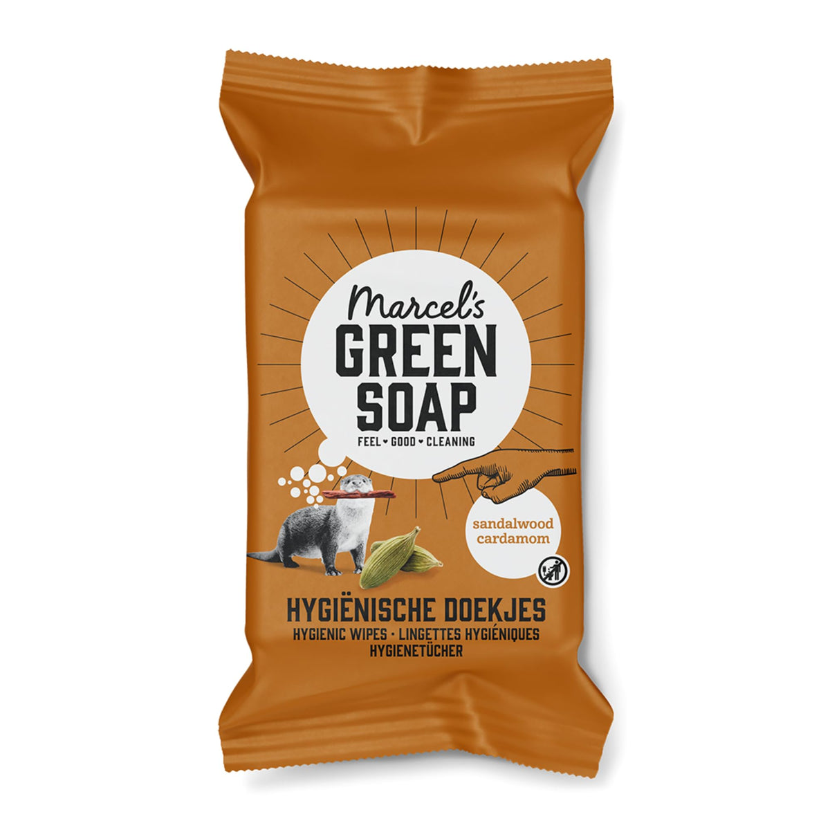 Marcel's Green Soap Hygienic Cleaning Wipes - Sandalwood & Cardamom - 60 Wipes