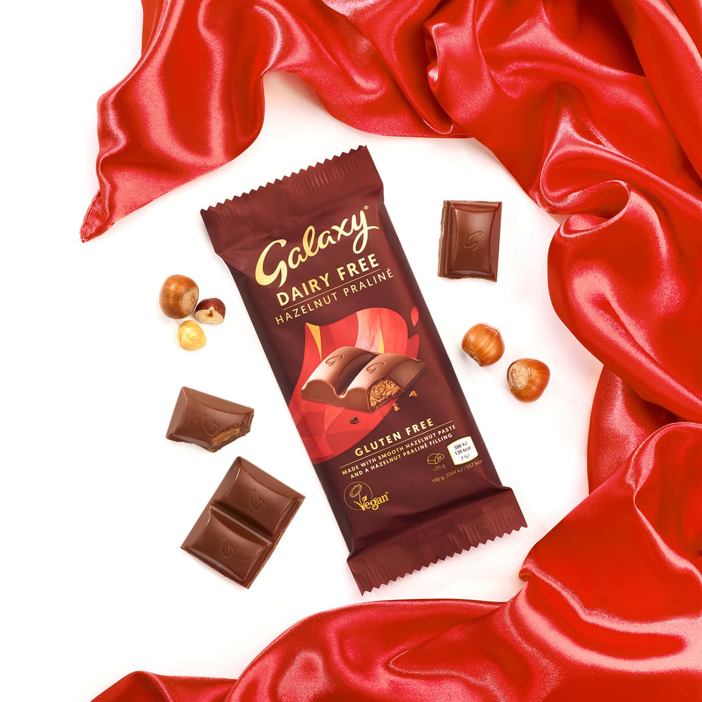 GALAXY Praline Chocolate Bar - Dairy Free, Vegan, Hazelnut Praline Filling | 100g