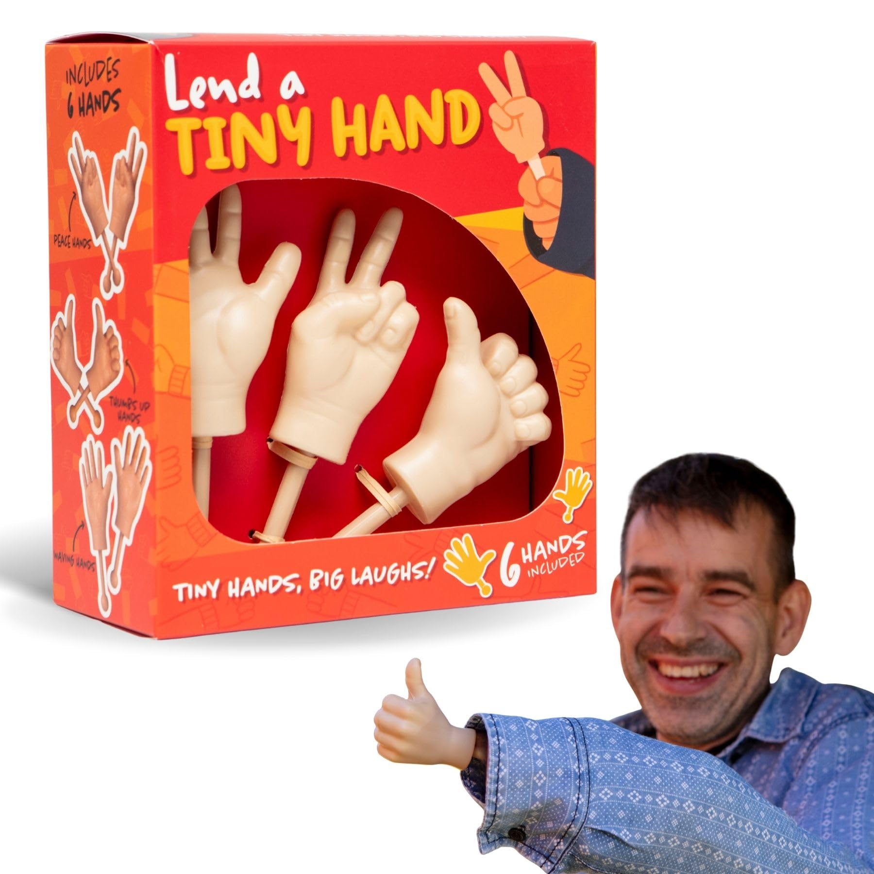 Boxer Gifts Tiny Hands on Sticks Prank - Peace, Thumbs Up and Waving 3pk | Plastic | Unisex Adult 1
