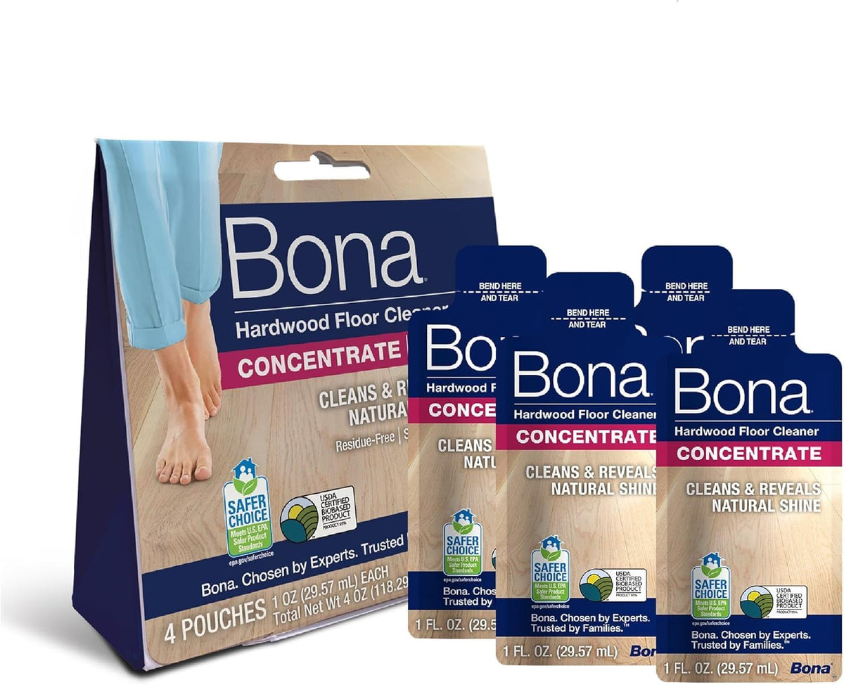 Bona Wood Floor Cleaner Liquid Concentrate Refill Pouches - 4 x 60 ml