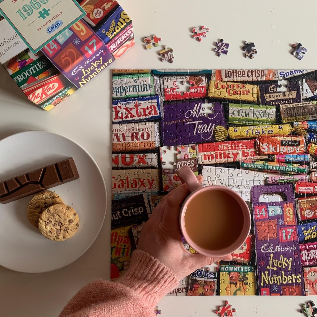 Gibsons Sweet Memories of the 1960s Jigsaw Puzzle - 500 Pieces Vintage Sweets Theme | Recycled Board