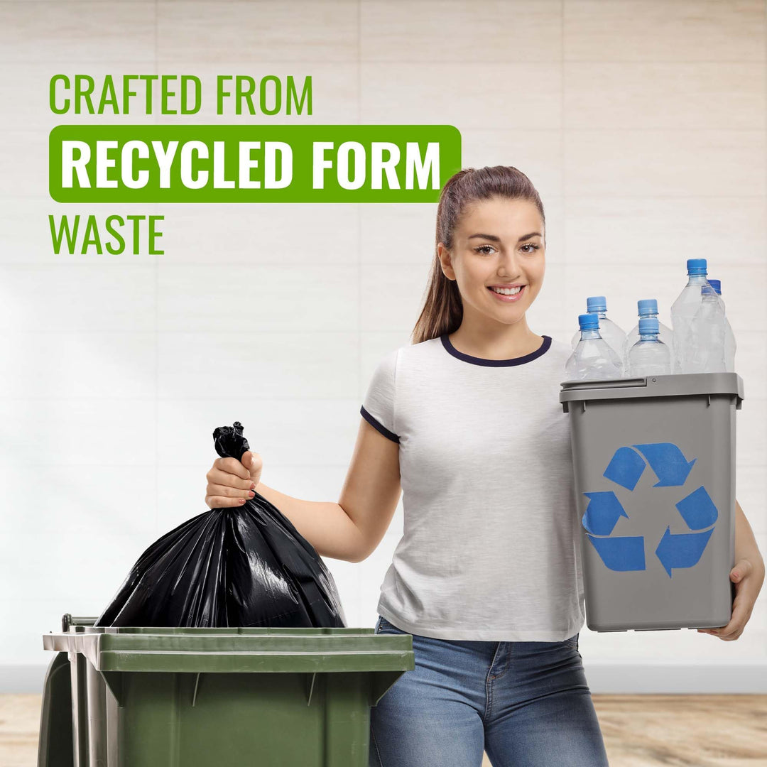 EcoBag 240L Heavy Duty Wheelie Bin Liners - 20 Pack Black Recycled Bags