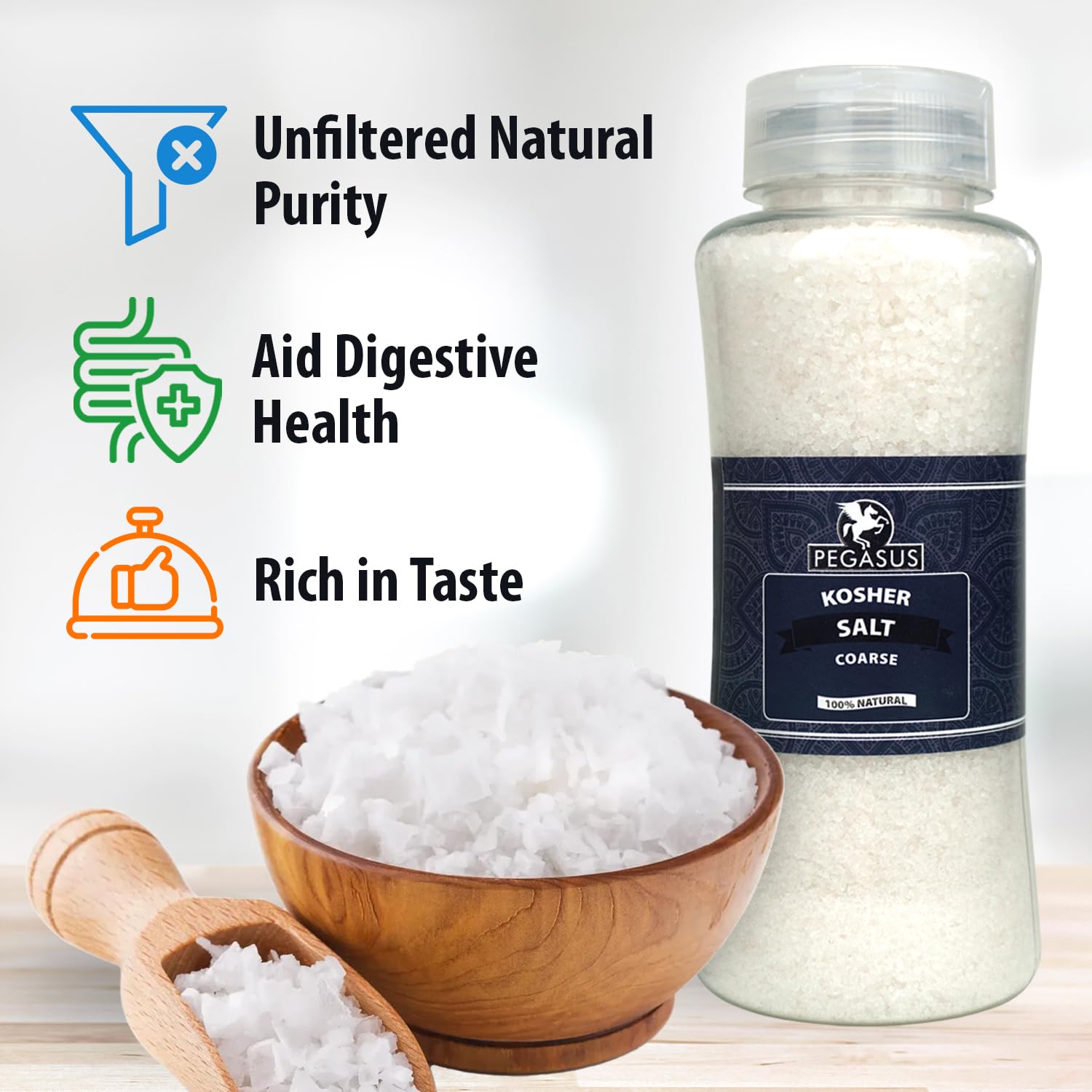 Pegasus Kosher Sea Salt Coarse Grain - Certified Kosher | 800g Resealable Container 2