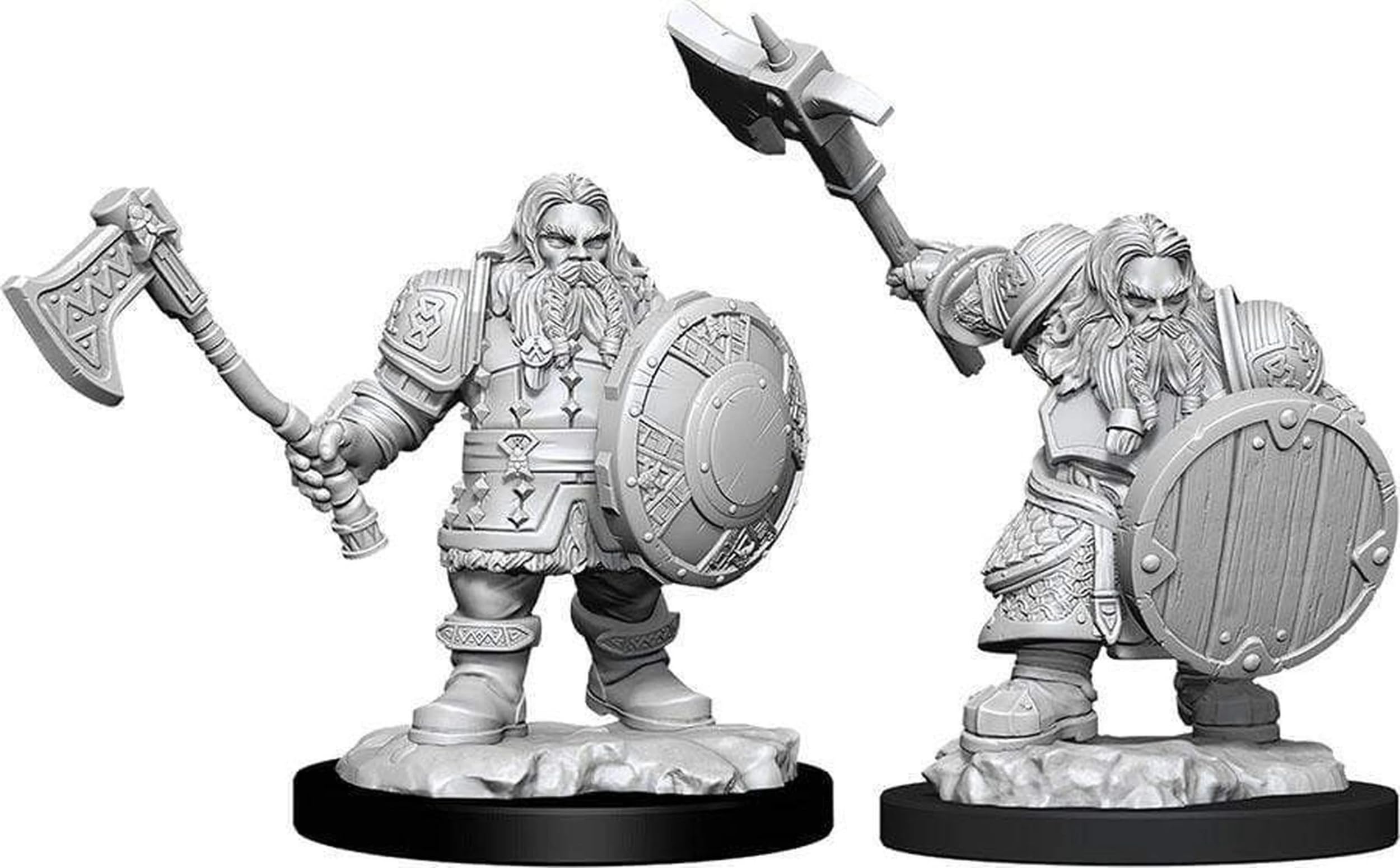 NECA Dungeons & Dragons Nolzur's Marvelous Unpainted Miniatures: Male Dwarf Fighter | Primed 1