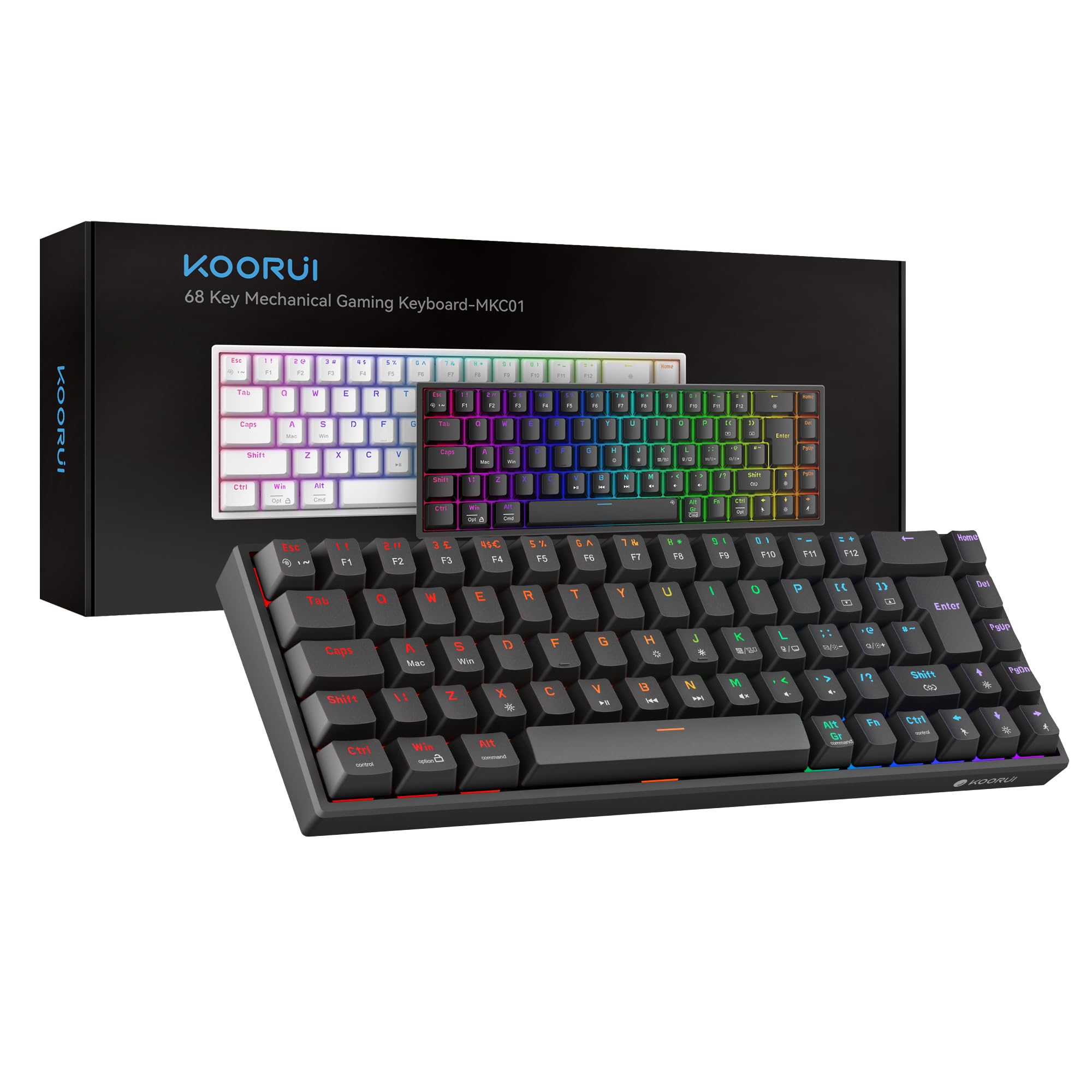 KOORUI MKC01 69-Key 60% Mechanical Gaming Keyboard with RGB Backlighting | Red Switch | USB-C 7