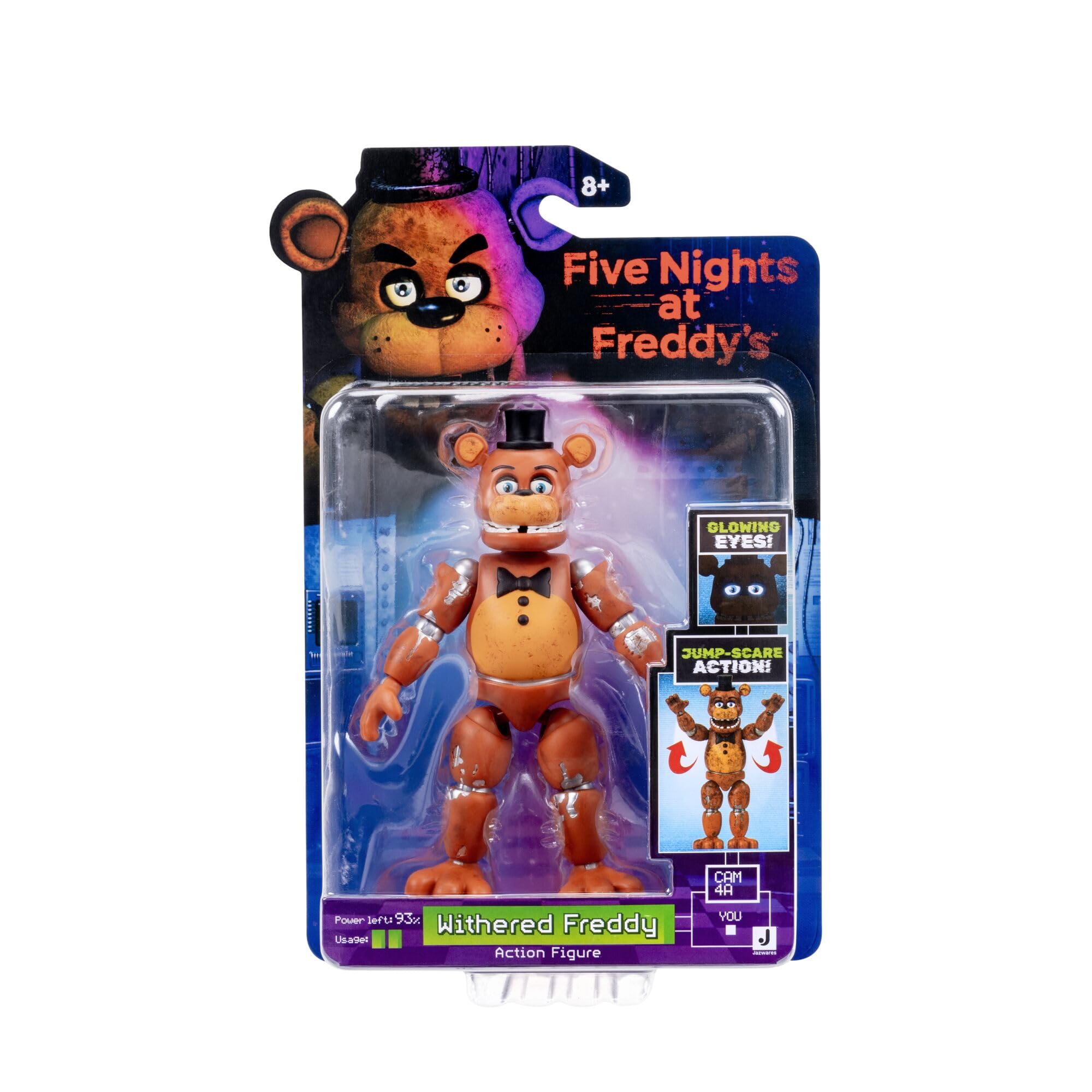 Jazwares Five Nights at Freddy's Withered Freddy 5-Inch Articulated Action Figure | Glow-in-the-Dark Eyes 2