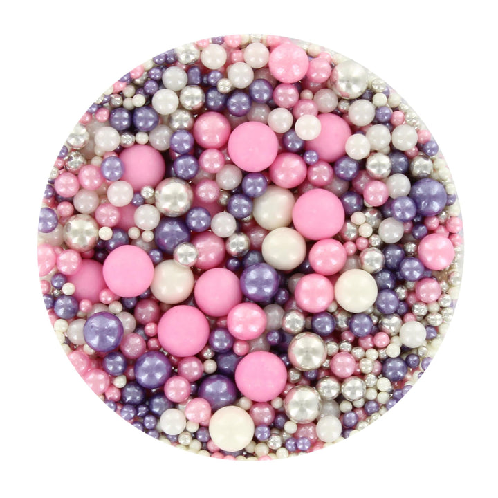 Baked with Love - Blossom Pearl Sprinkles Edible Cake Decorations | 100g | Pink, Purple, Silver