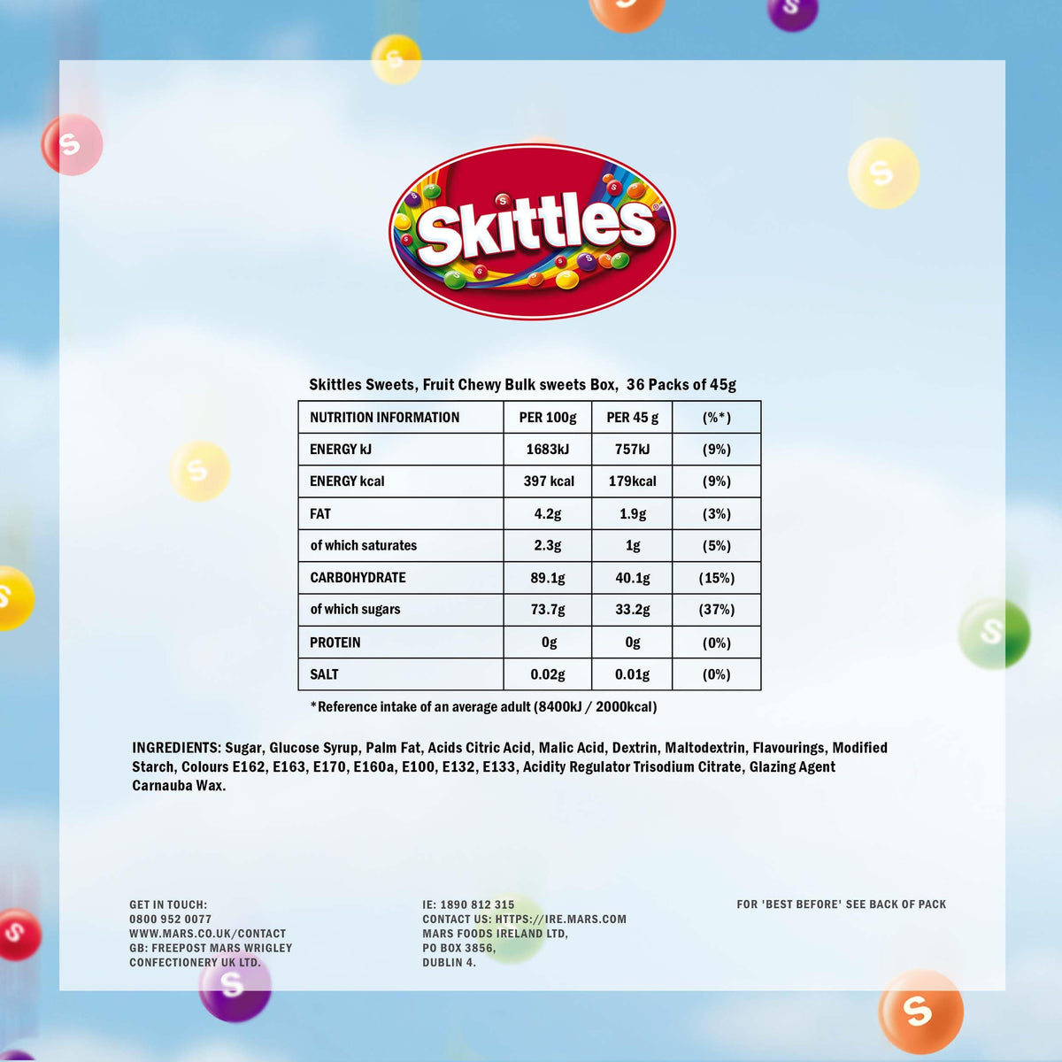 Skittles Fruit Flavoured Vegan Sweets - 36 x 45g Packs