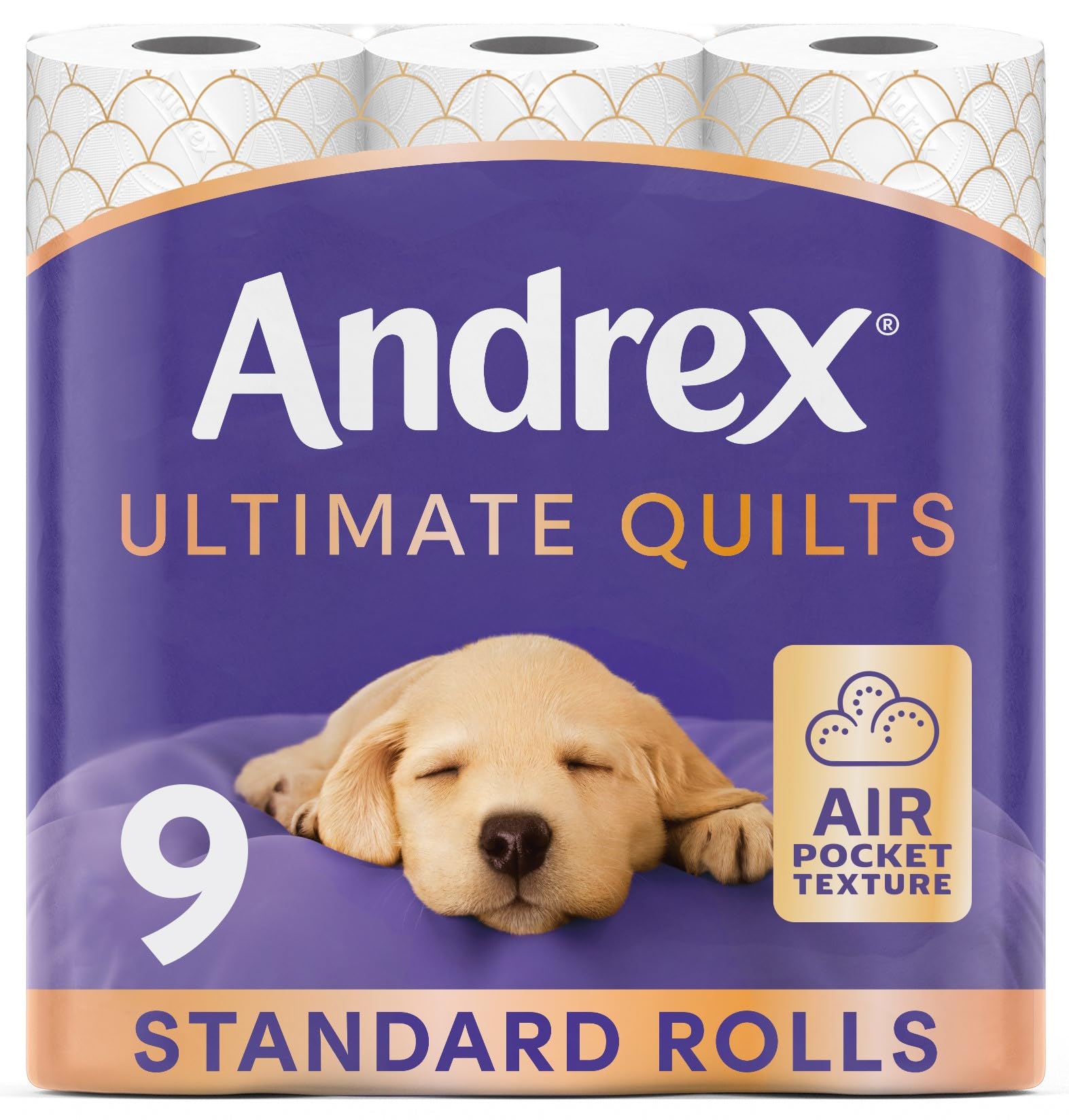 Andrex Ultimate Quilts Toilet Tissue - 9 Rolls | Air Pocket Texture | Unscented