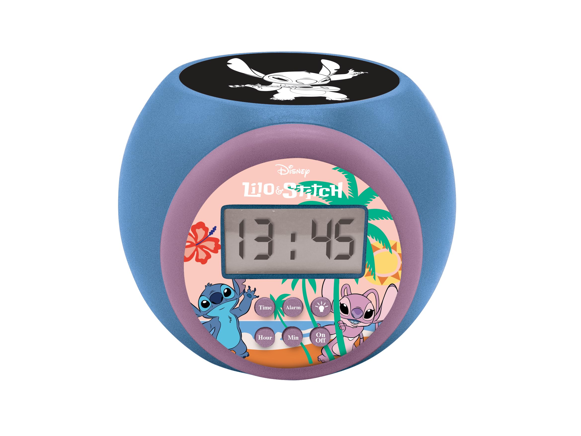 Lexibook Disney Stitch Projector Alarm Clock with Night Light and Snooze Function - Blue 1