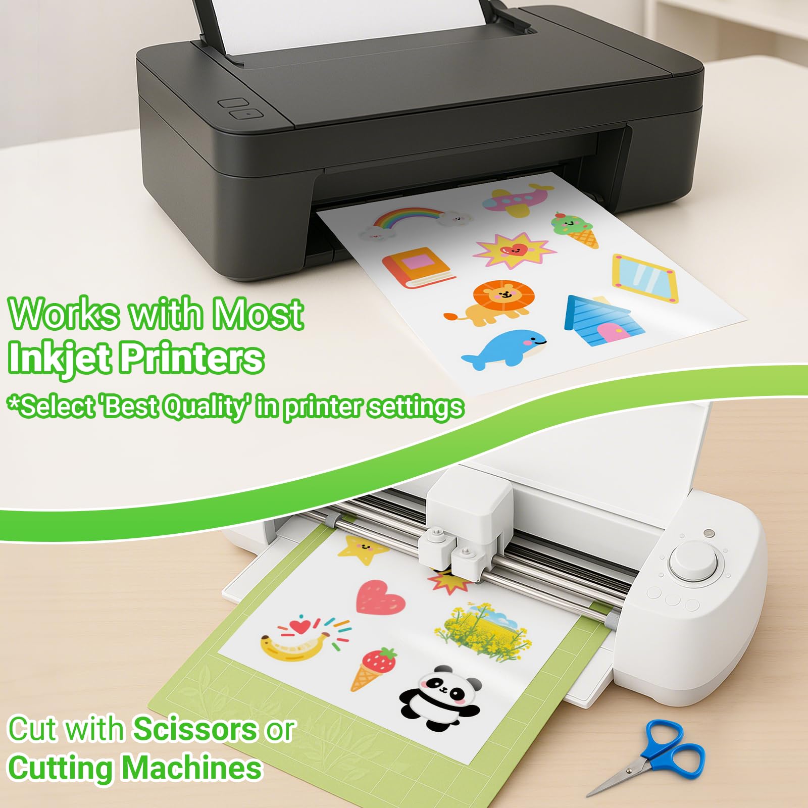 Euqvunn Inkjet Printer Paper - 18 Sheets A4 Translucent Waterproof Printable Vinyl Sticker Paper 4