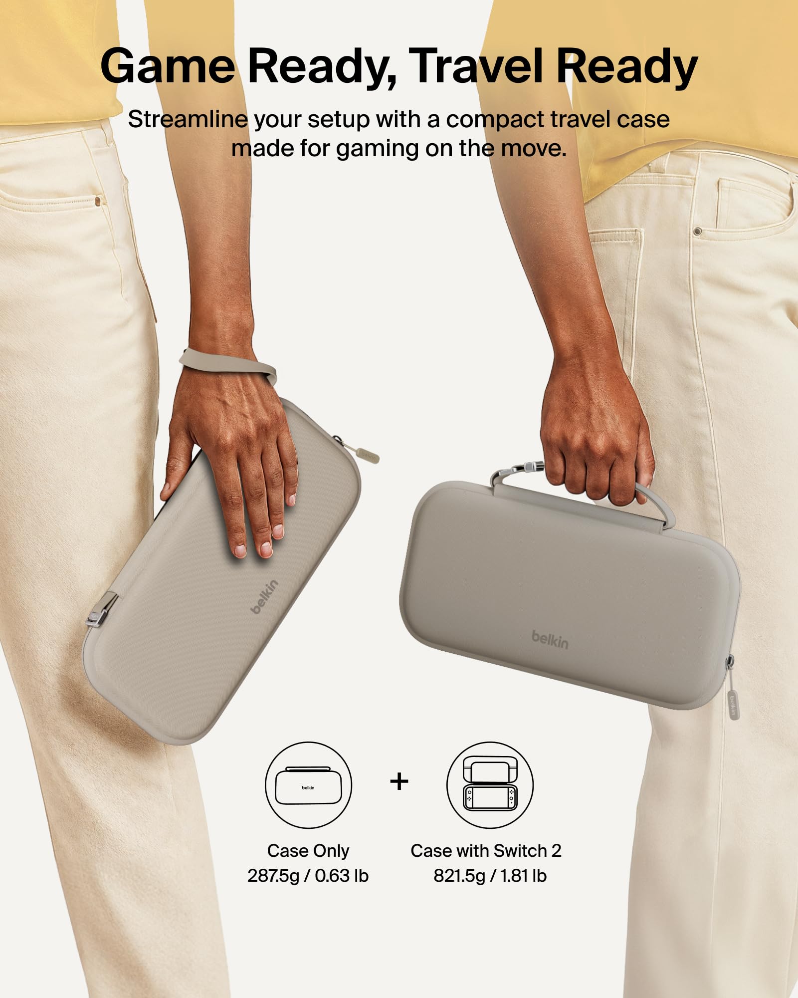 Belkin Gaming Nintendo Switch 2 Case with AirTag Holder, Hard Shell Travel 3
