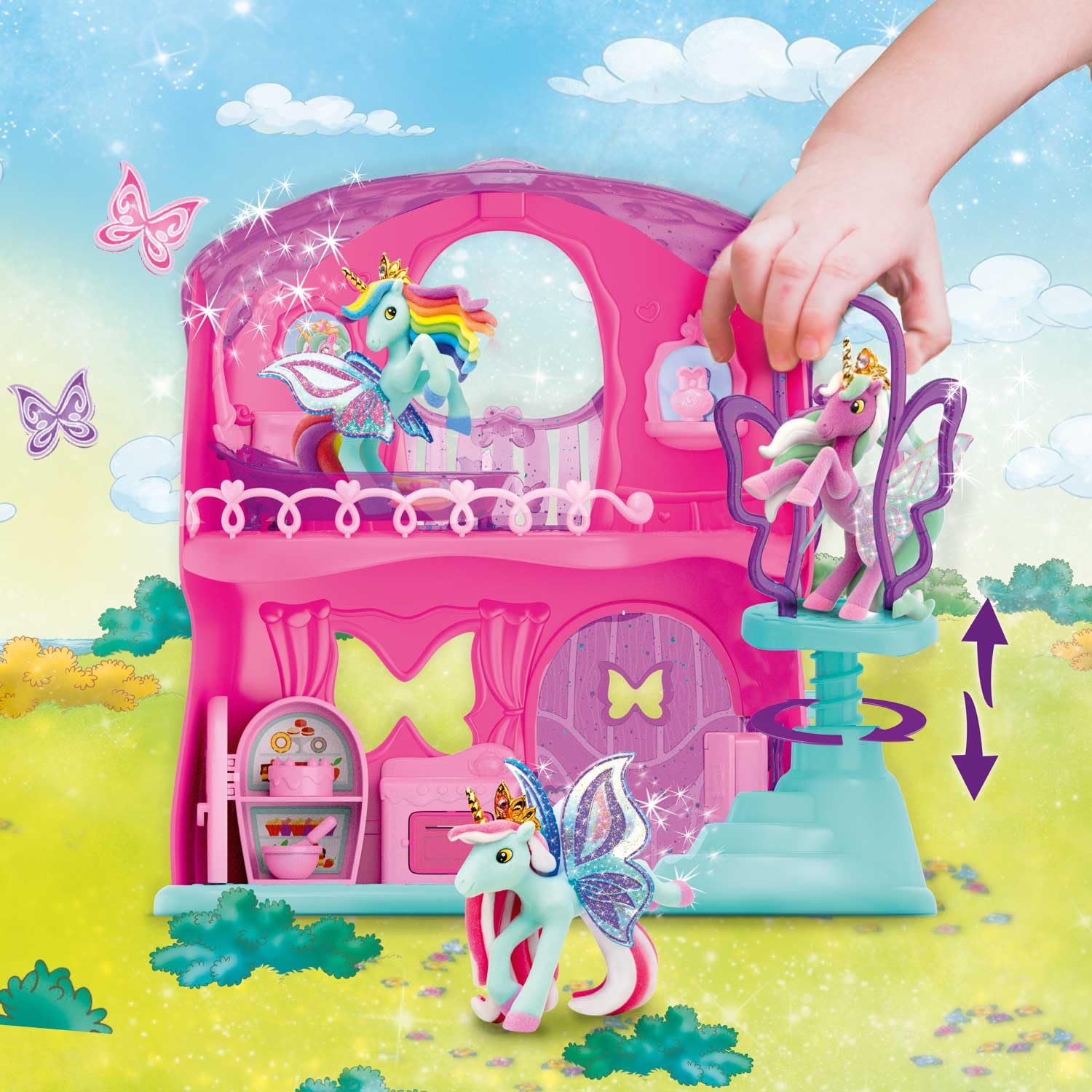 Galupy Butterfly House Playset with Nessy Unicorn Figure | Lift Function | Ages 3+