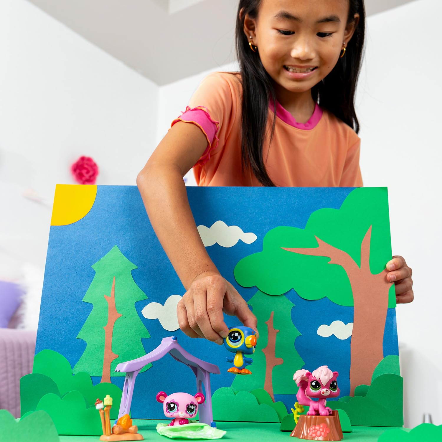 Littlest Pet Shop Bandai Series 2 Camping Adventure Play Pack - 3 Pet Figures with Accessories, Ages 4+ 4