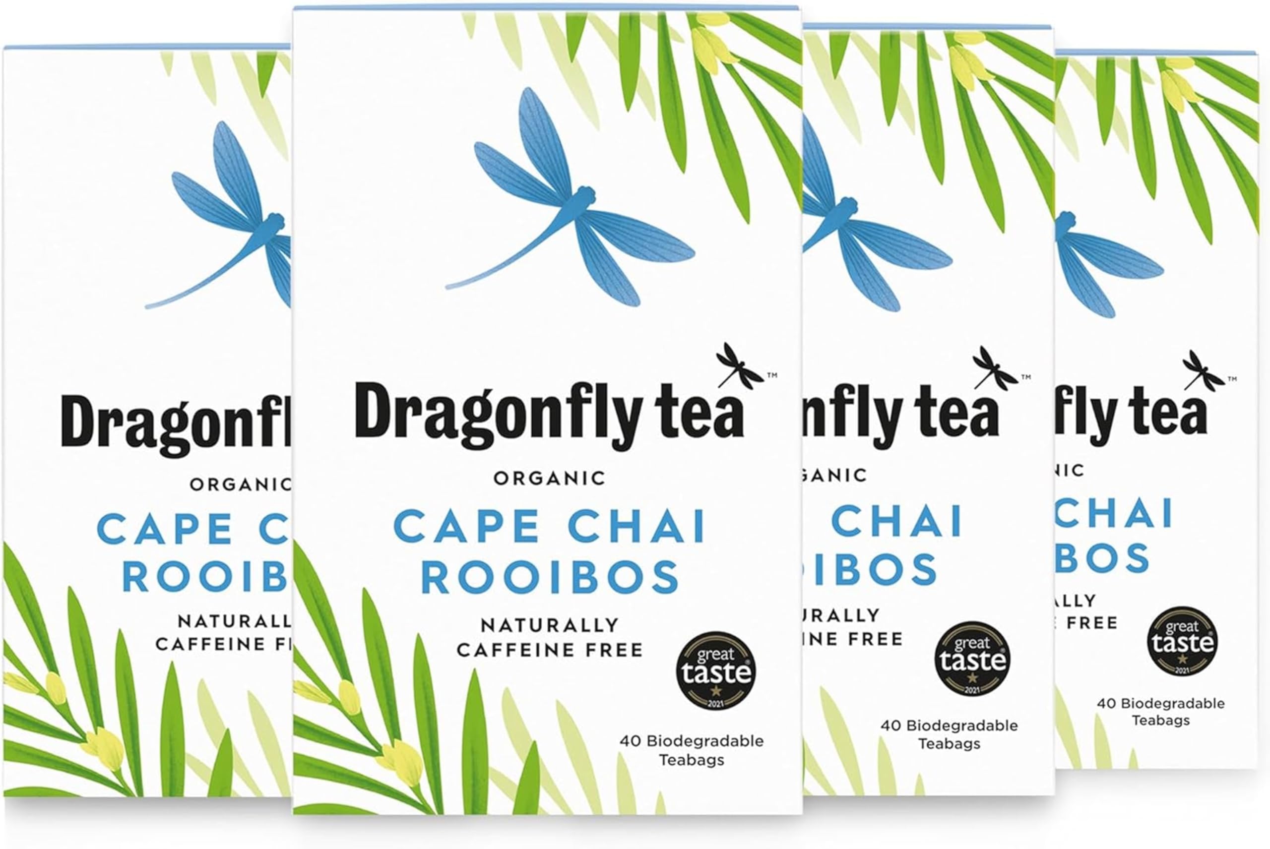 DRAGONFLY Rooibos Cape Chai Tea - Naturally Caffeine Free Herbal Tea | 160 Teabags (4x40 Pack)