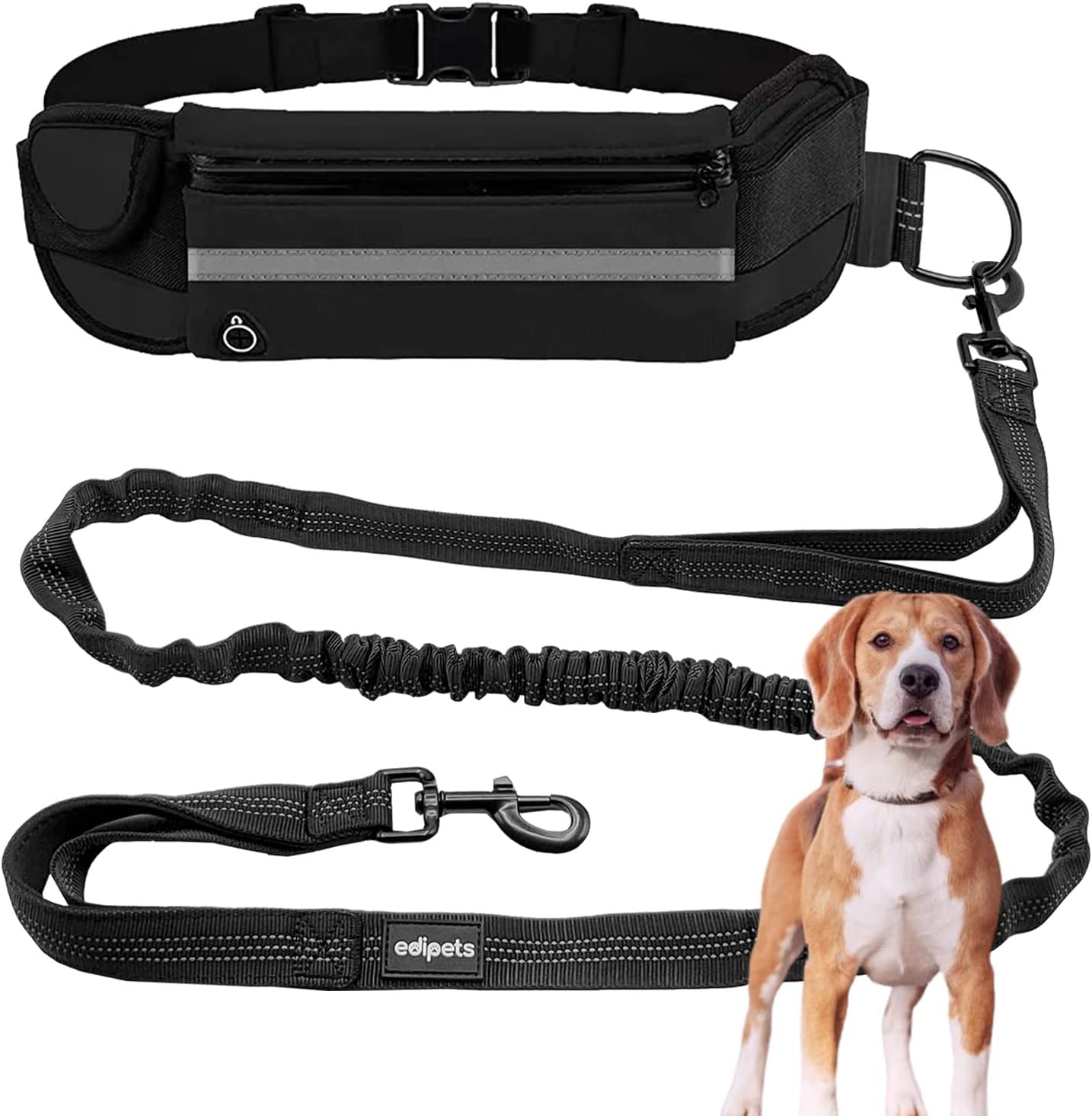 Edipets Hands Free Dog Running Lead - Waist Belt, Anti-Strain, Reflective, 1.6 Meters 1