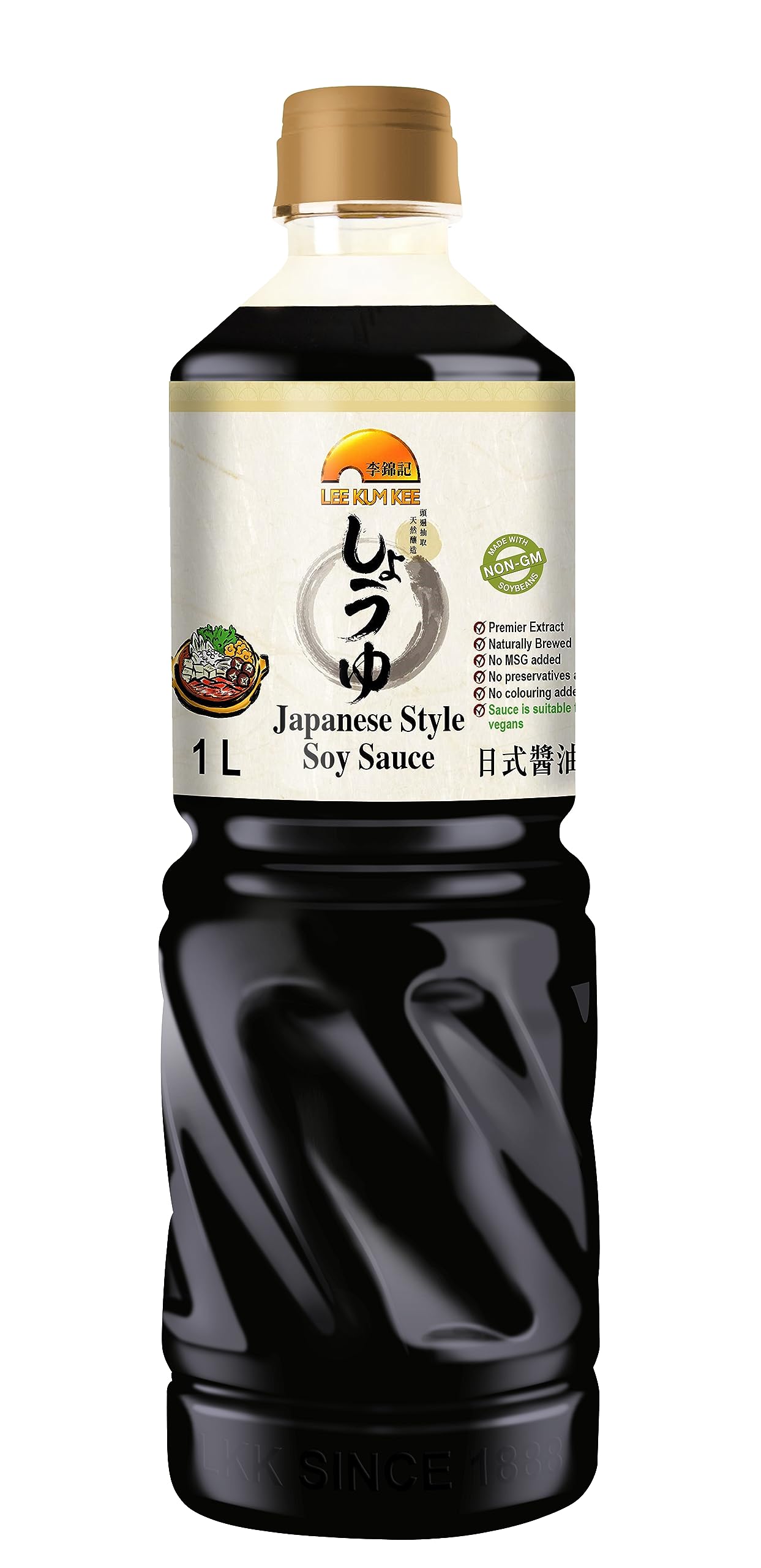 Lee Kum Kee Japanese Style Premium Soy Sauce - Naturally Brewed | Vegan | 1 Litre