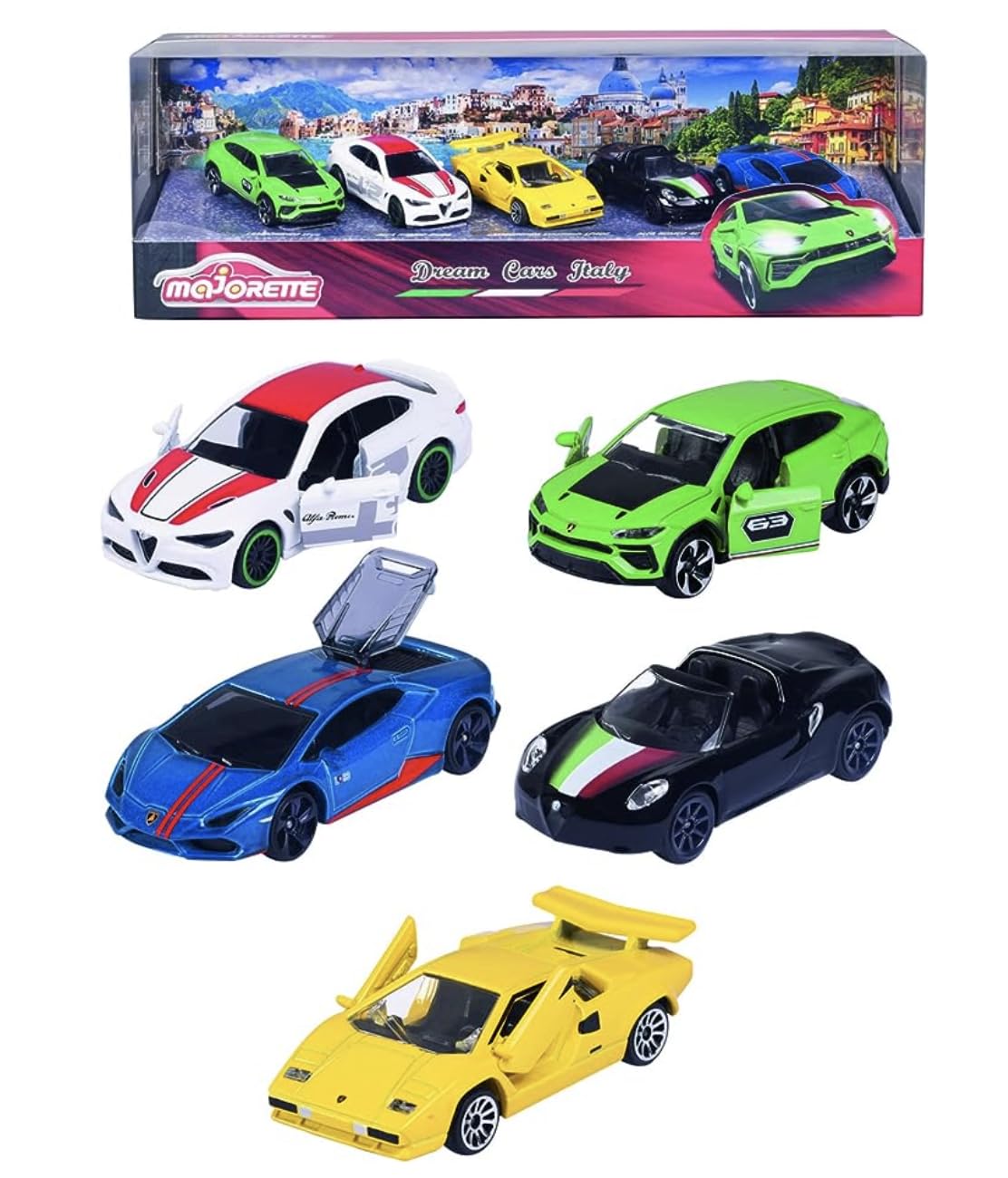 Majorette Italian Dream Cars Gift Box - 5-Piece Diecast Model Set for Ages 3+ 5