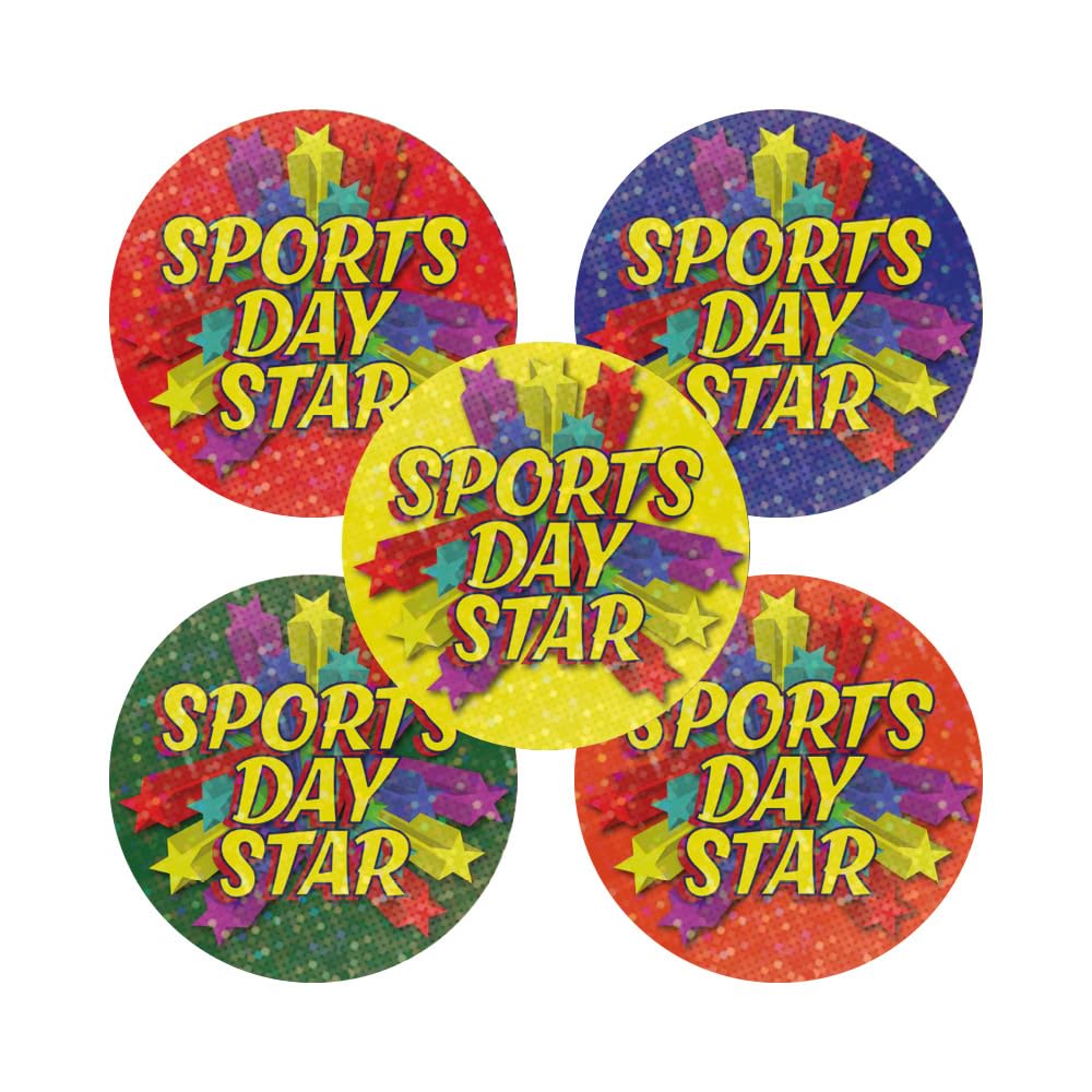 SuperStickers Sports Day Star Variety Pack - 125 x 28mm Sparkly Stickers for Positive Reinforcement 1
