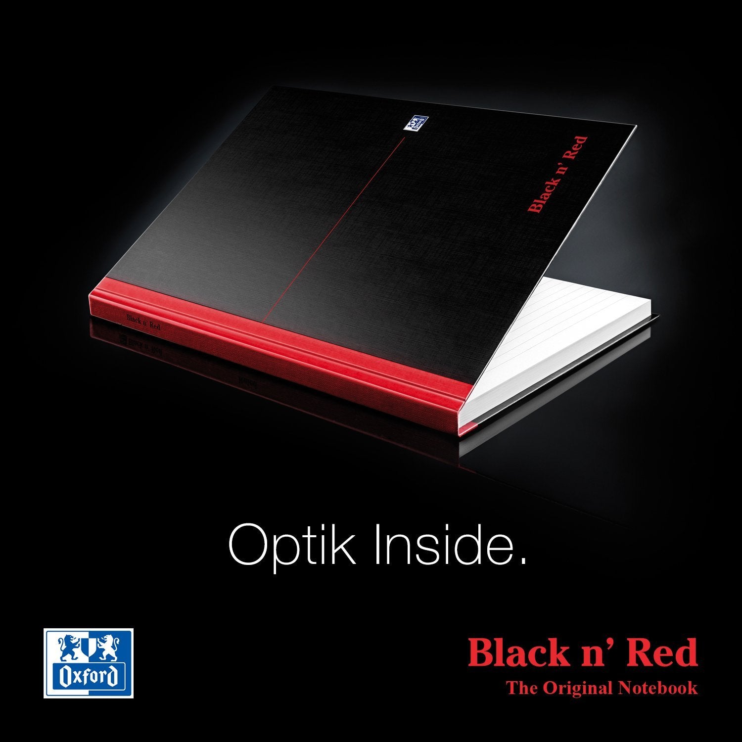Black n' Red A4 Casebound Hardback Notebook - Ruled (1 Notebook)