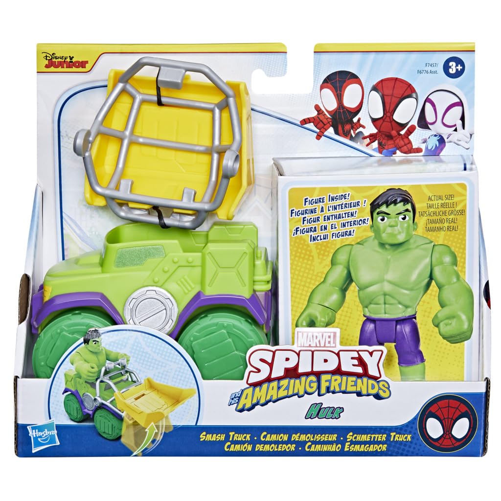 SPIDEY AND HIS AMAZING FRIENDS Hulk Smash Truck Set - 10cm Hulk Figure | Ages 3+ | Plastic