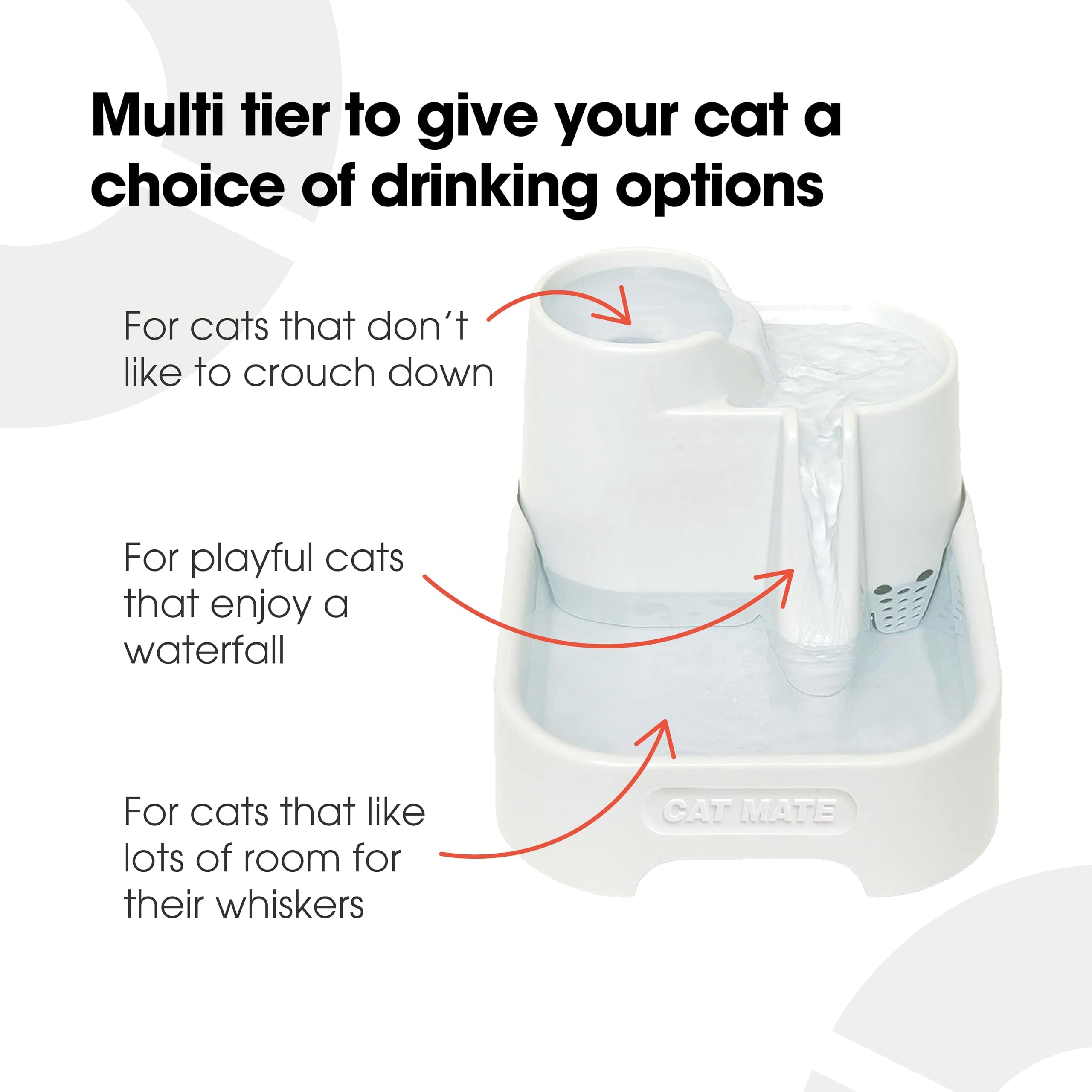 Cat Mate Multi-Level Pet Water Fountain (335W) - 2 Litre Capacity for Cats & Small Dogs | Quiet Operation