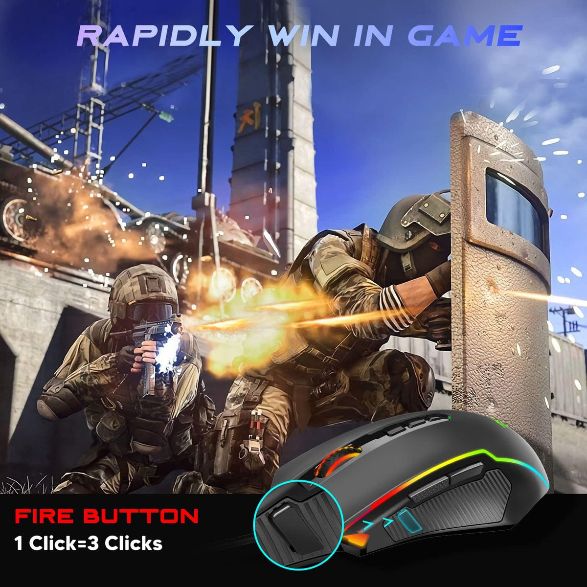 Redragon M910-K RGB Gaming Mouse - 9 Programmable Buttons, 8000 DPI