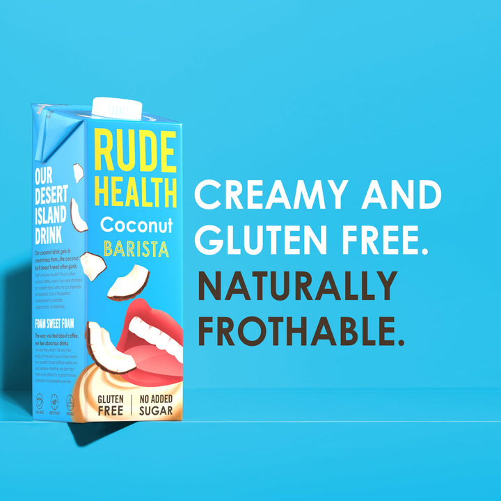 Rude Health 6 x 1L Coconut Barista Drink, Dairy-Free, Plant-Based Milk, No Added Sugar