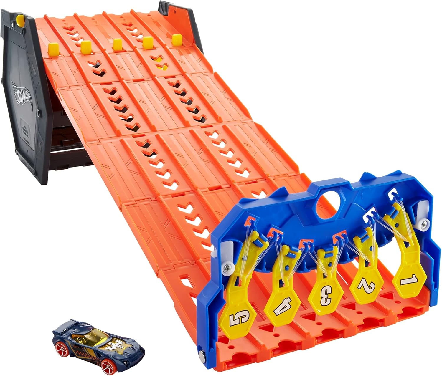 Hot Wheels Roll Out Raceway Track - 5-Lane Racetrack with Storage Bucket for Kids 4+ 2