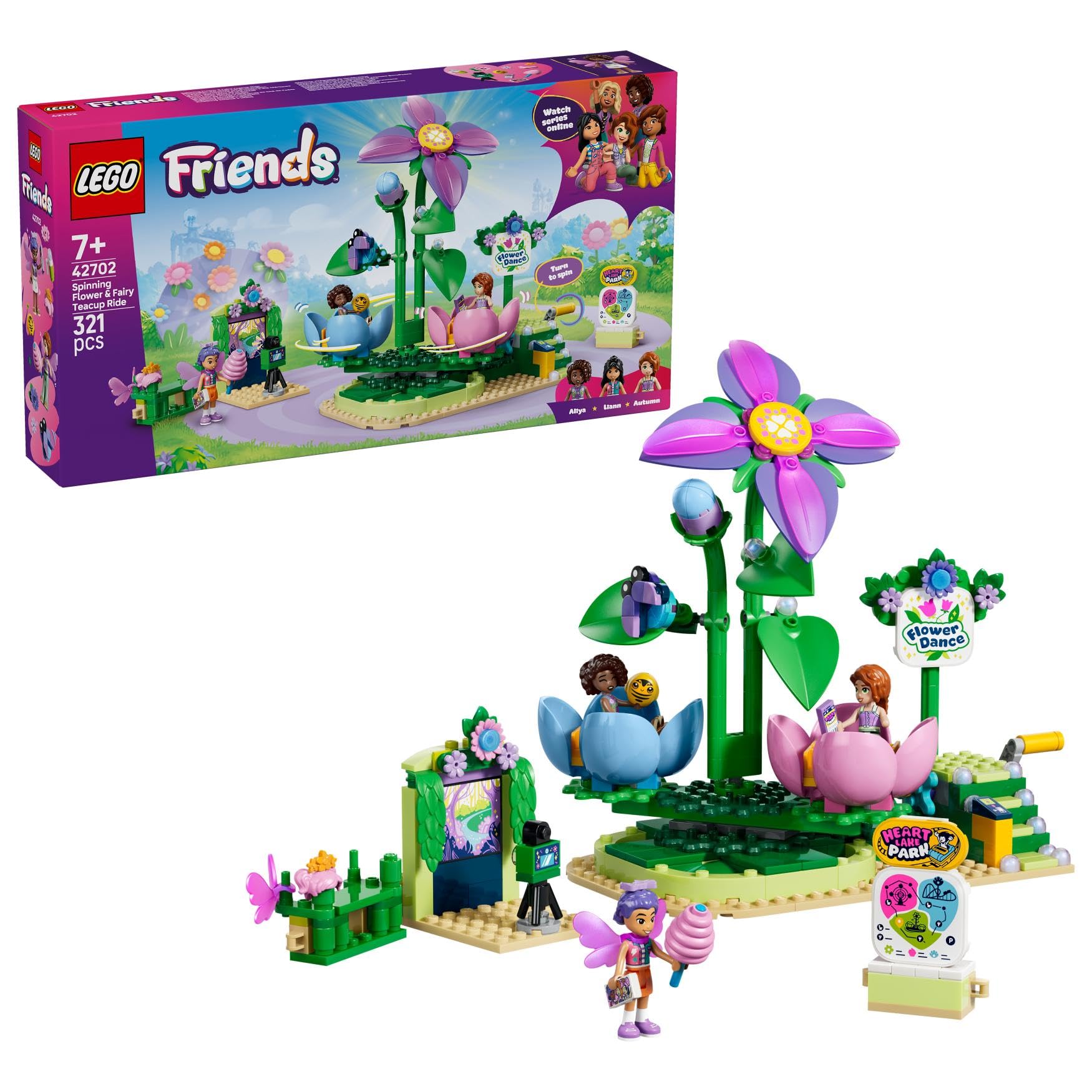 LEGO Friends Spinning Flower & Fairy Teacup Ride Building Set | Ages 7+ | Model 42702 1