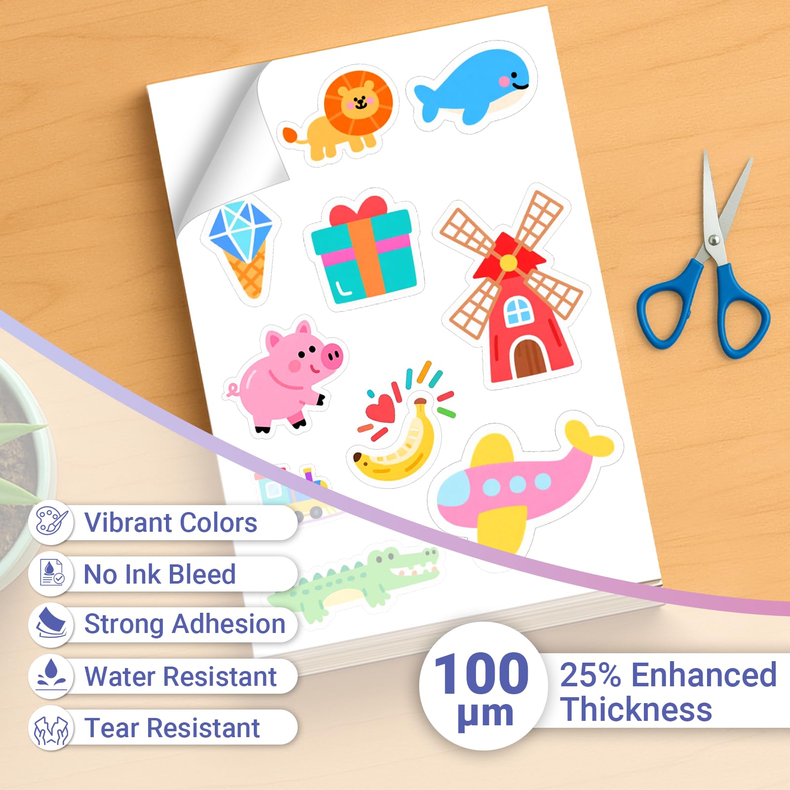 Euqvunn Matte White Inkjet Sticker Paper - A4, Water Resistant, 18 Sheets