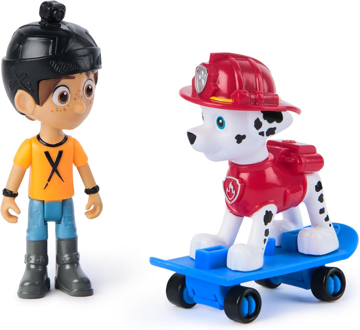 Paw Patrol Marshall and Daring Danny X Figures Set with Skateboard - Action Figures for Kids Ages 3-9