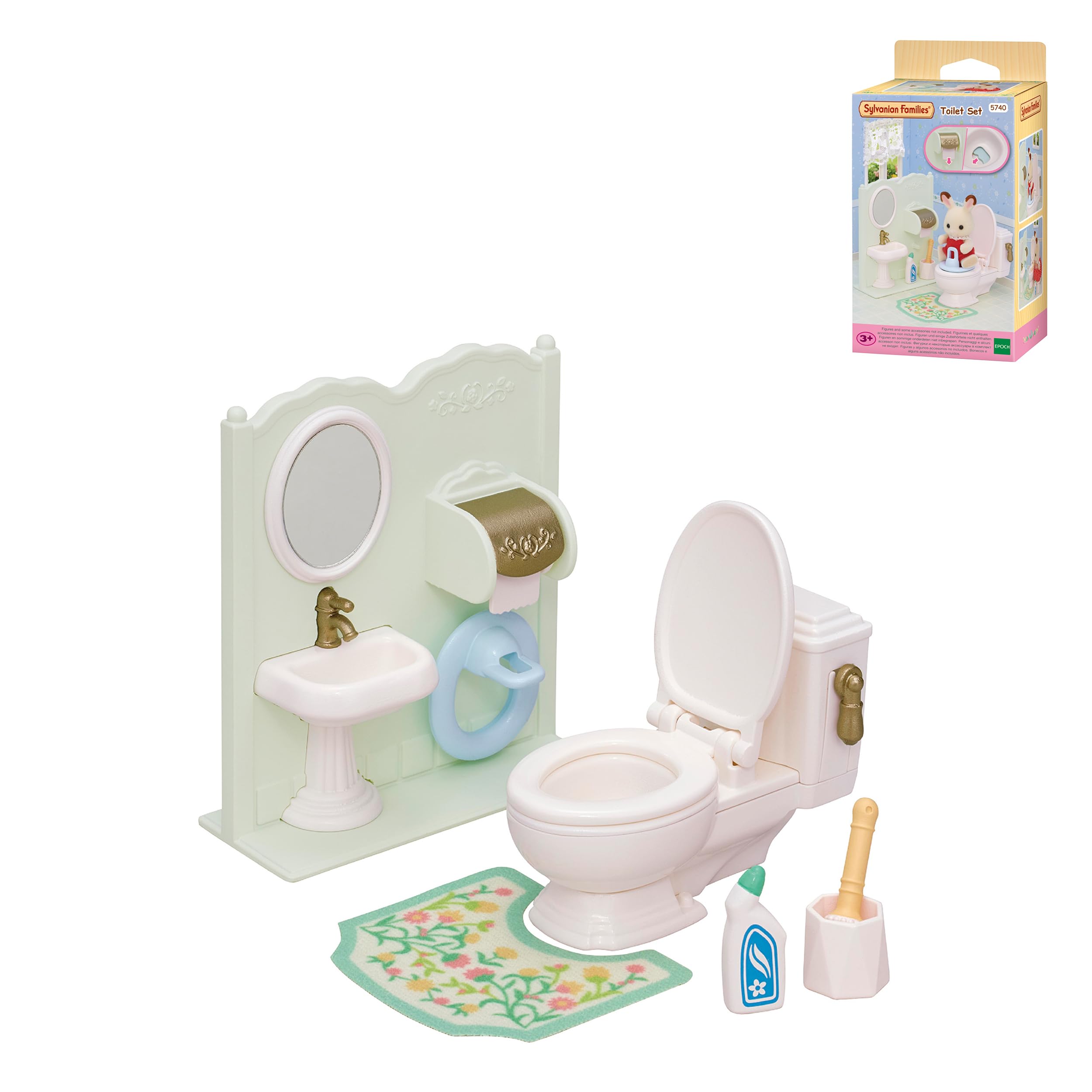 Sylvanian Families Toilet Set Dollhouse Playset Model 5740 for Ages 3+