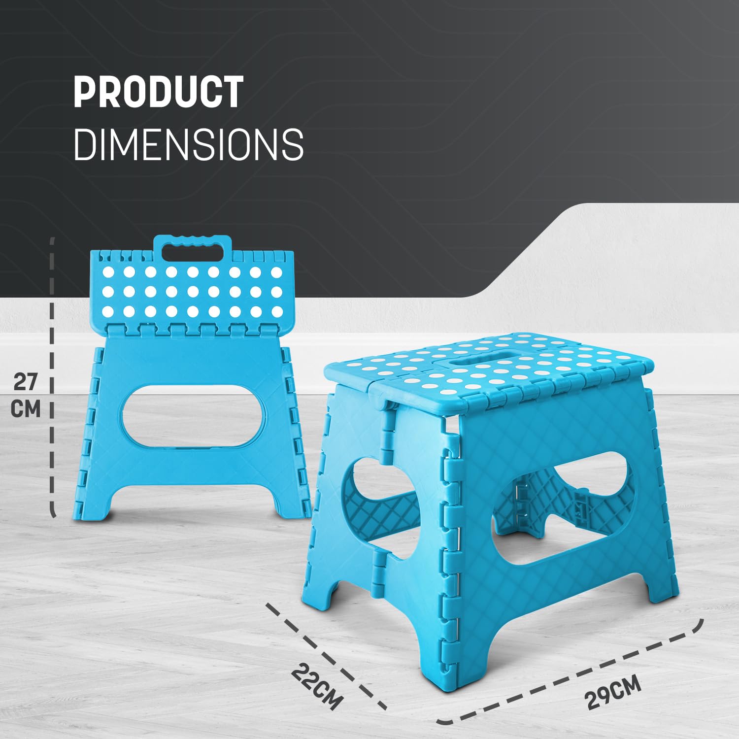 KEPLIN 11 Inch Heavy Duty Folding Step Stool | 150kg Capacity | Blue Plastic 2