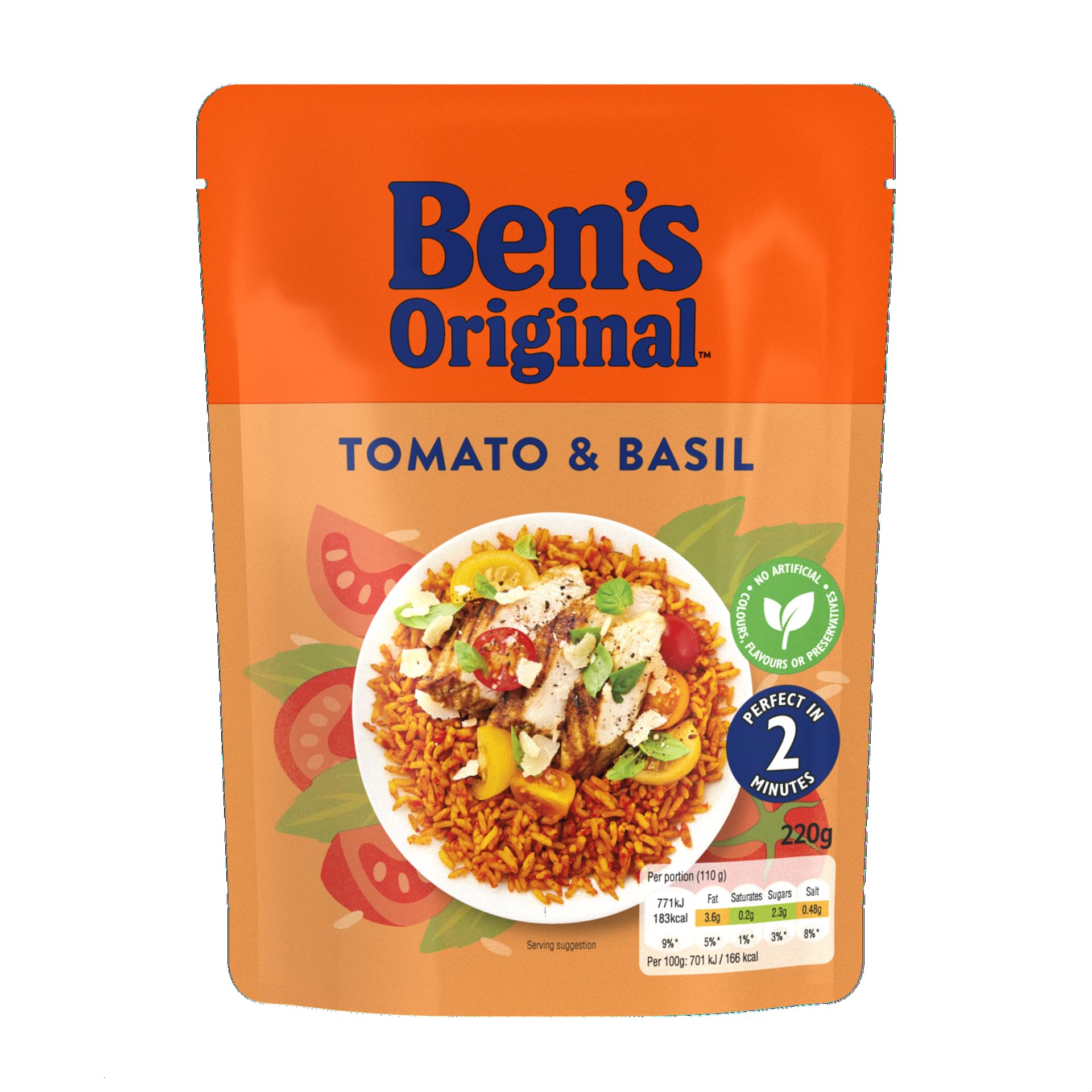 Ben's Original Tomato and Basil Microwave Rice Pouch 220g - Serves 2 5