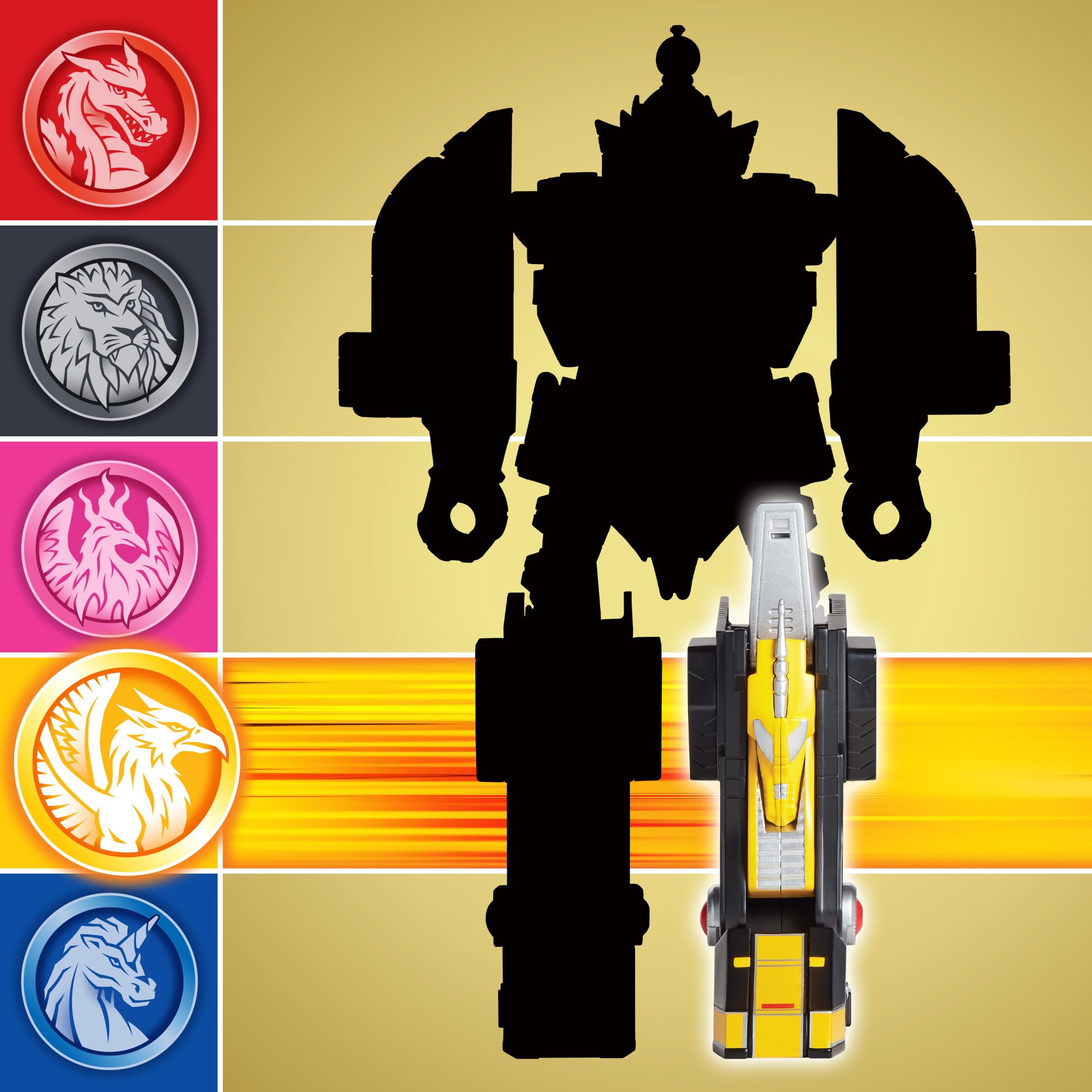 Power Rangers Yellow Ranger Griffin Thunderzord Action Figure - Combinable, Missile Launcher, Ages 4+ 5