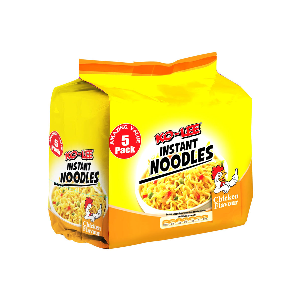 Ko-Lee Chicken Flavour Instant Noodles - 5 Pack, 350g (Pack of 6)