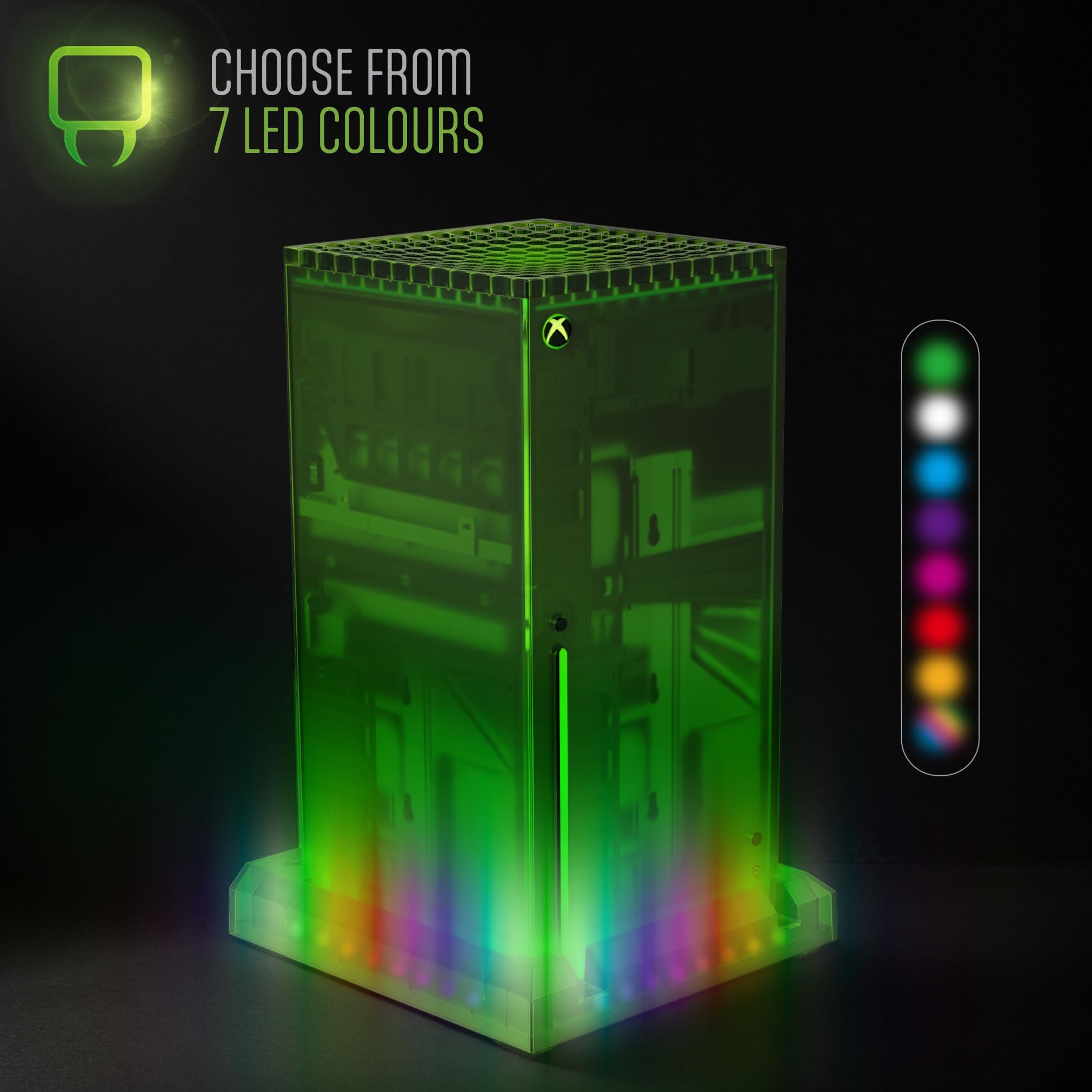 Venom X25 LED Console Stand for Xbox Series X - Translucent Green, Customizable Lighting 5