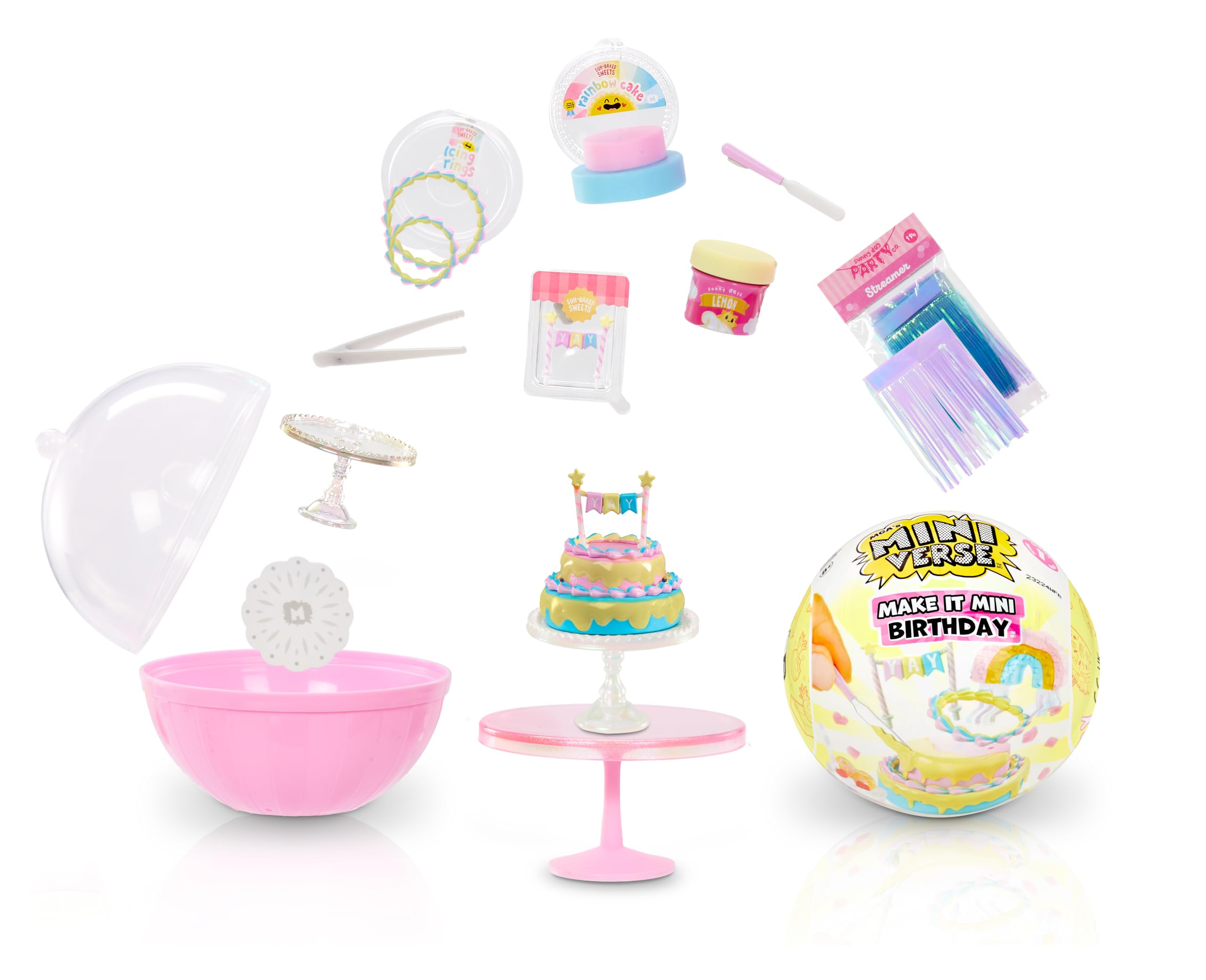 MGA's Miniverse Make It Mini Birthday - Rainbow, Dino, Tropical Party Theme Mini Collectibles with Resin Play & DIY Craft Kit 1